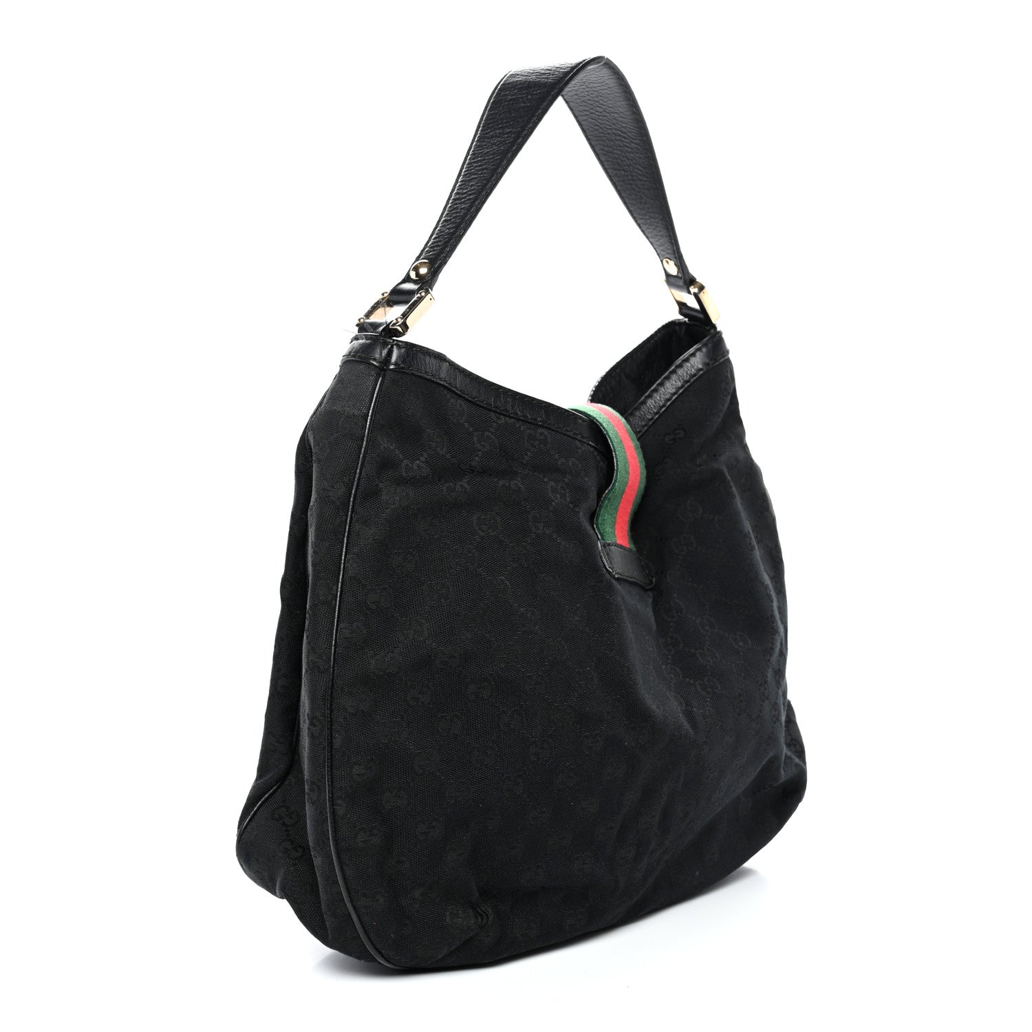 Monogram Large New Ladies Web Hobo Black