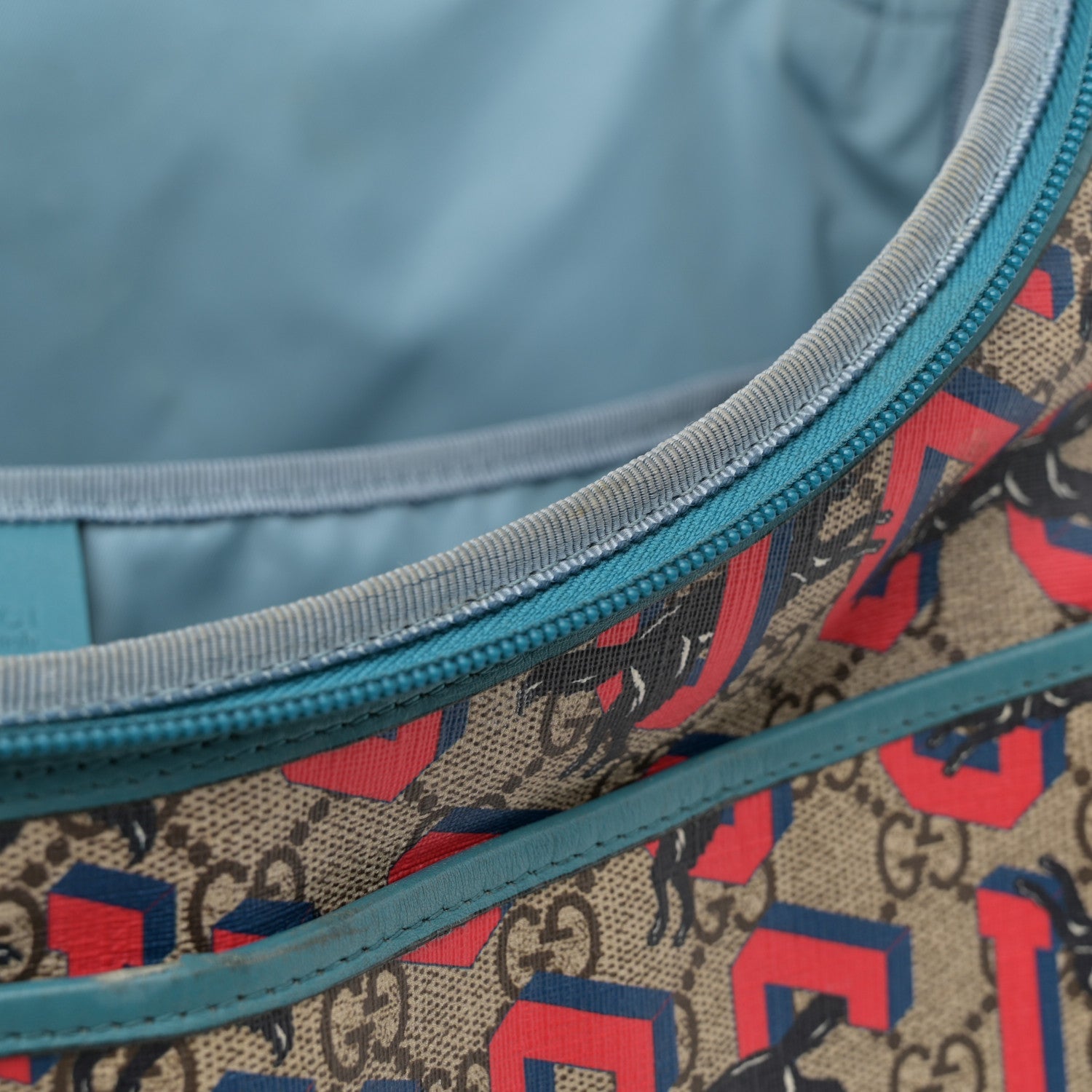 GG Supreme Monogram Gucci Wolf Diaper Bag Beige Red