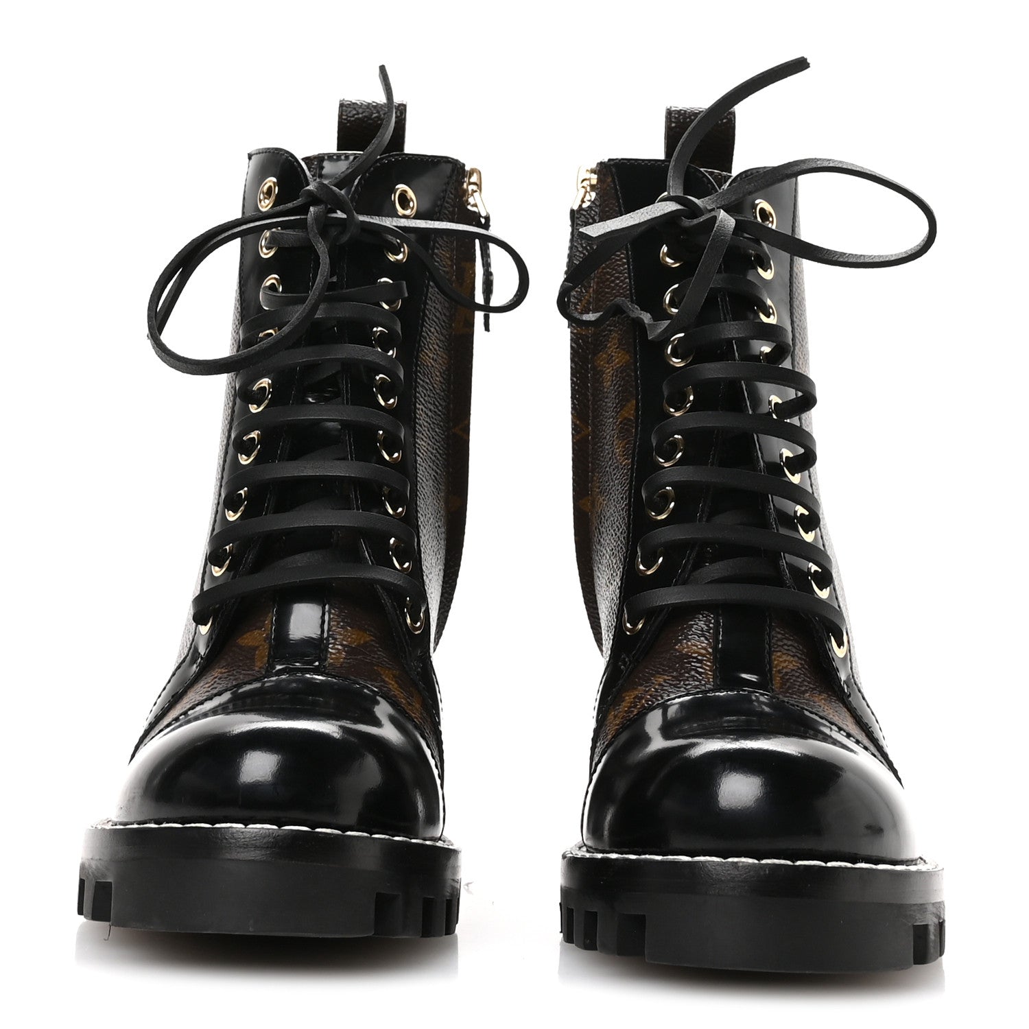 Patent Calfskin Monogram Star Trail Ankle Boots 35.5 Black