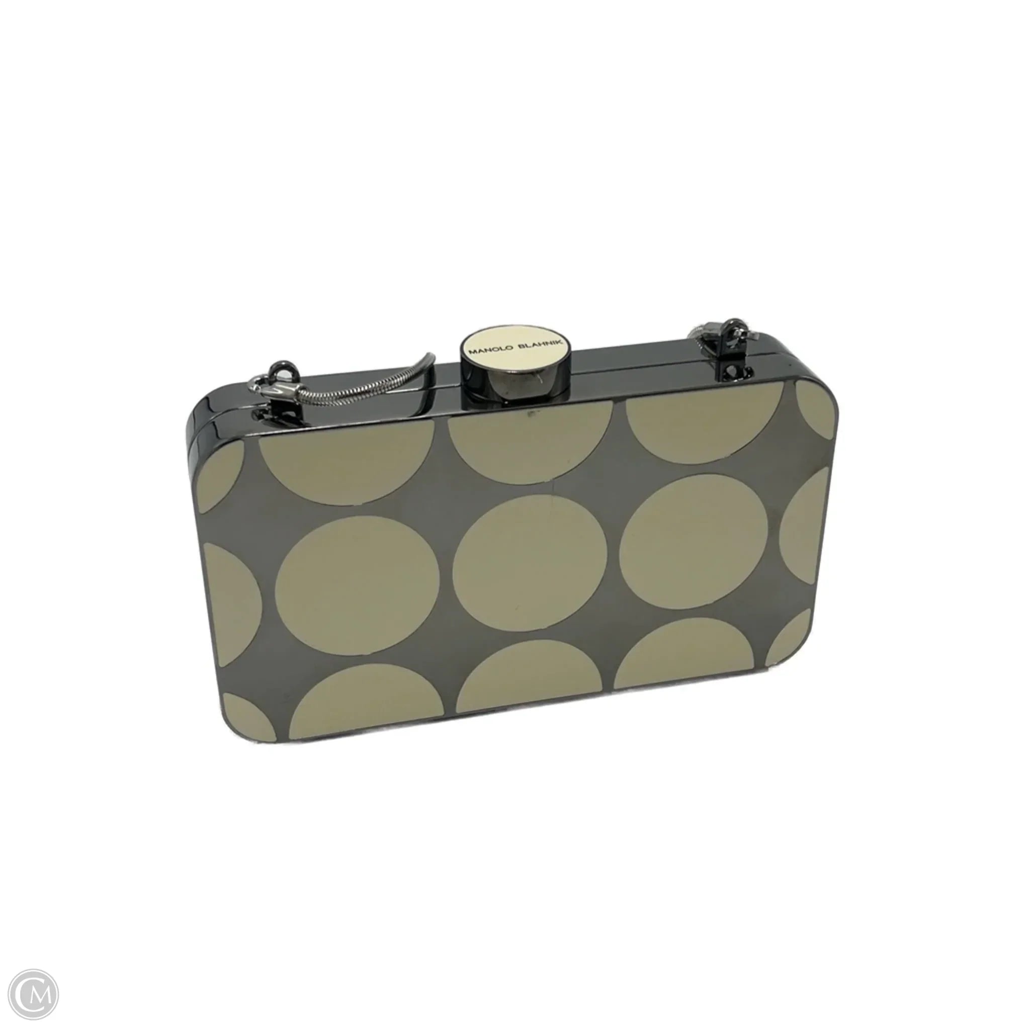 Manolo Blahnik Mina Gunmetal Luxury Designer Clutch Handbag