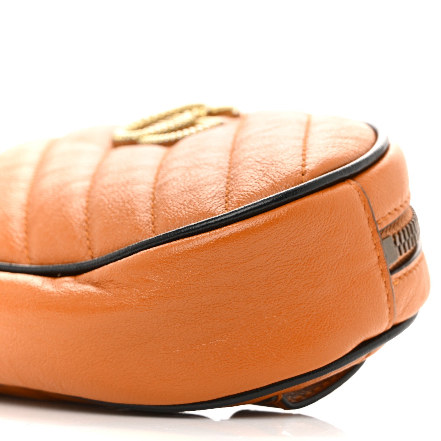 Vintage Effect Calfskin Matelasse Diagonal Torchon GG Marmont Belt Bag 65 25 Cognac