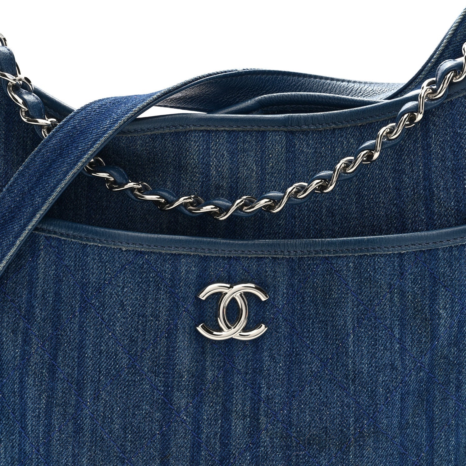 Denim Quilted Jungle Stroll Hobo Bag Blue