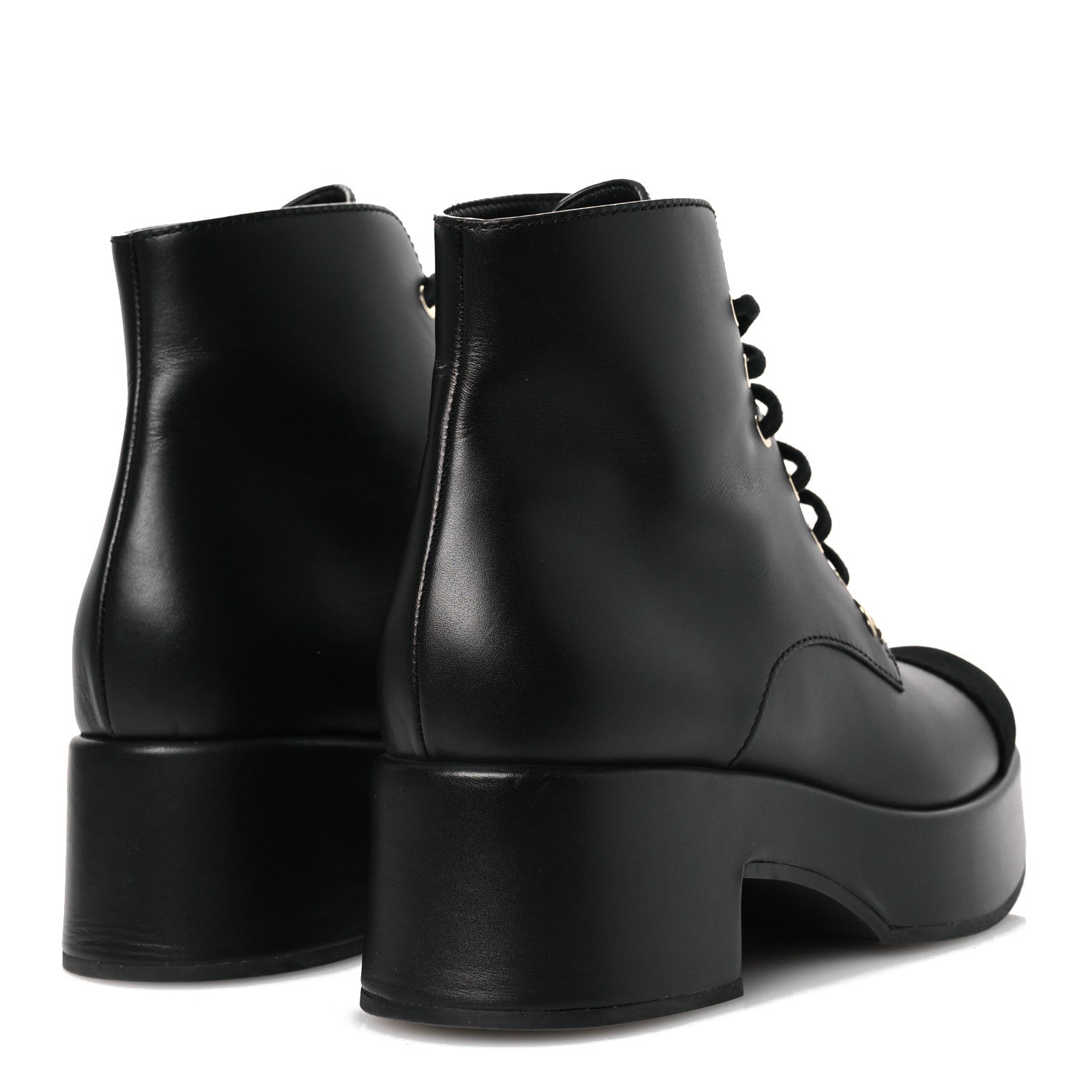 Calfskin Velvet CC Cap Toe Boots 40 Black