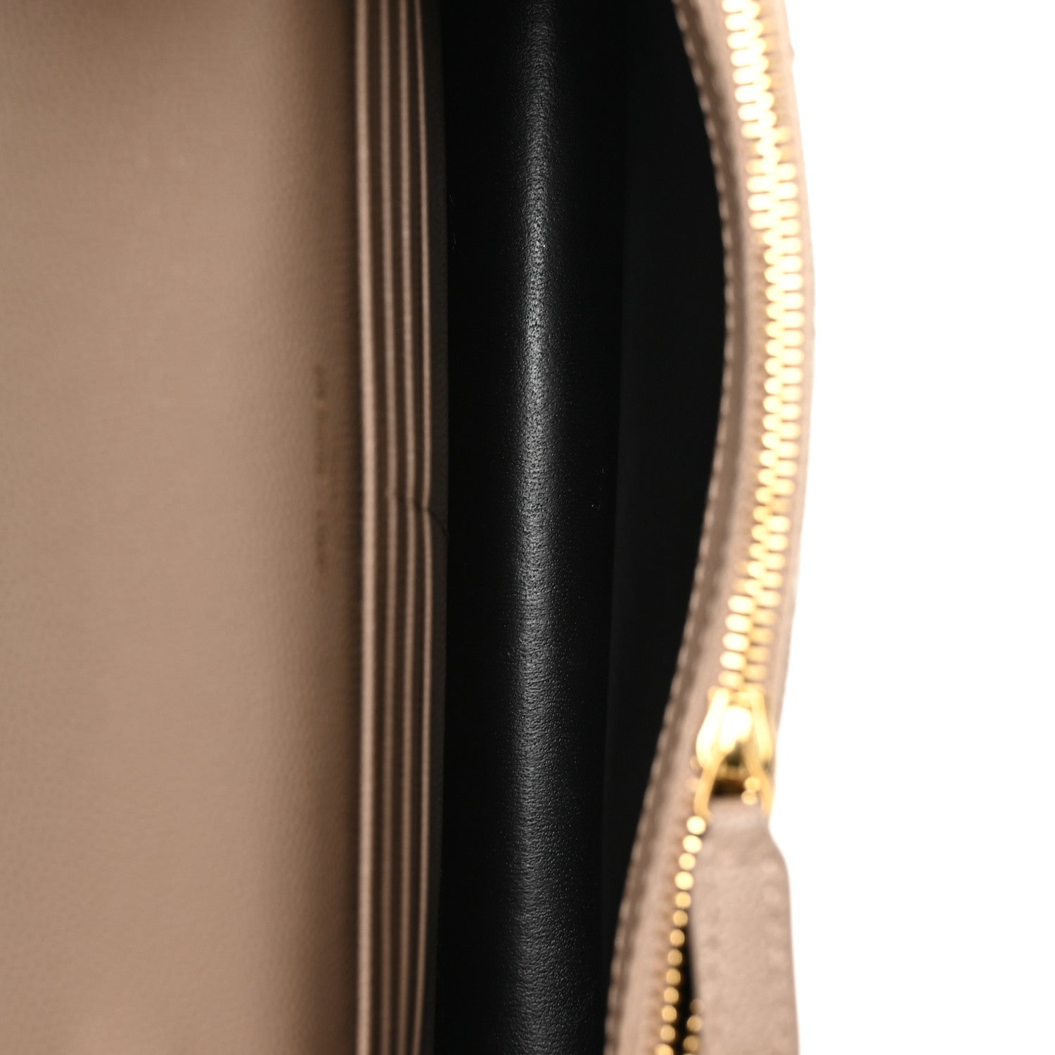 Grain De Poudre Matelasse Chevron Monogram Envelope Chain Wallet Dark Beige