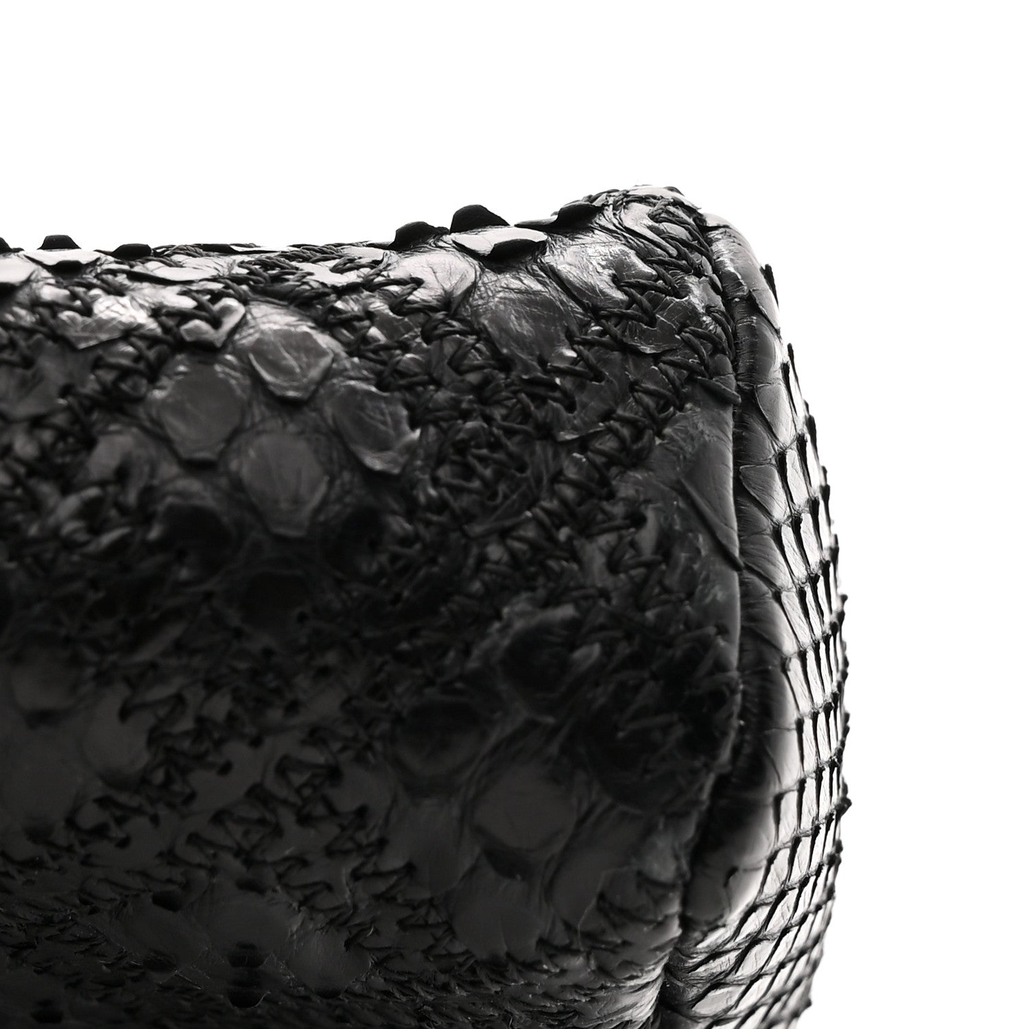 Snakeskin Quilted Phone Holder Clutch Black