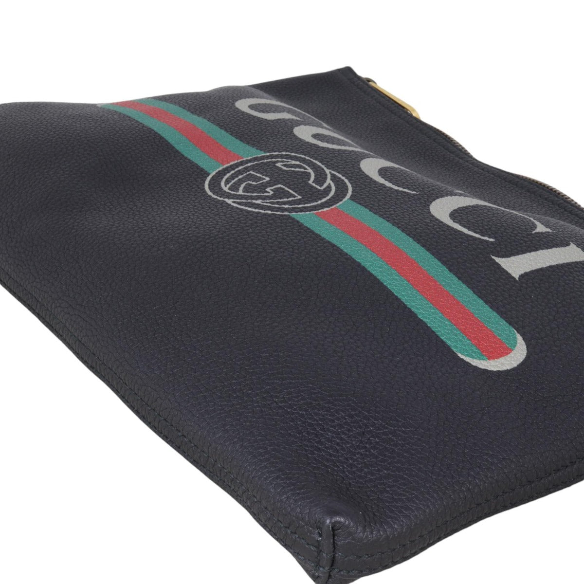 Gucci Logo Print Leather Pouch