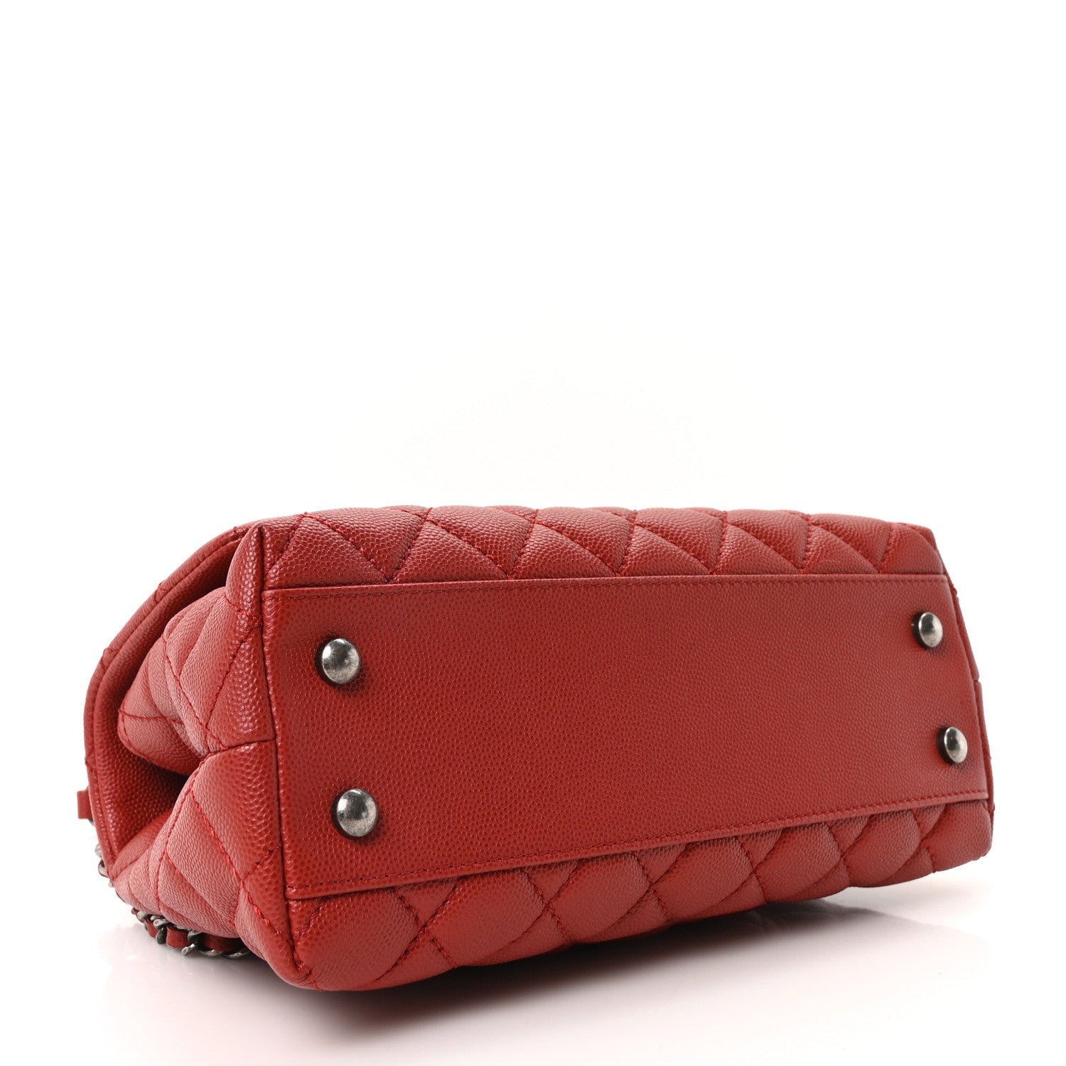 Caviar Quilted Mini Coco Handle Flap Red