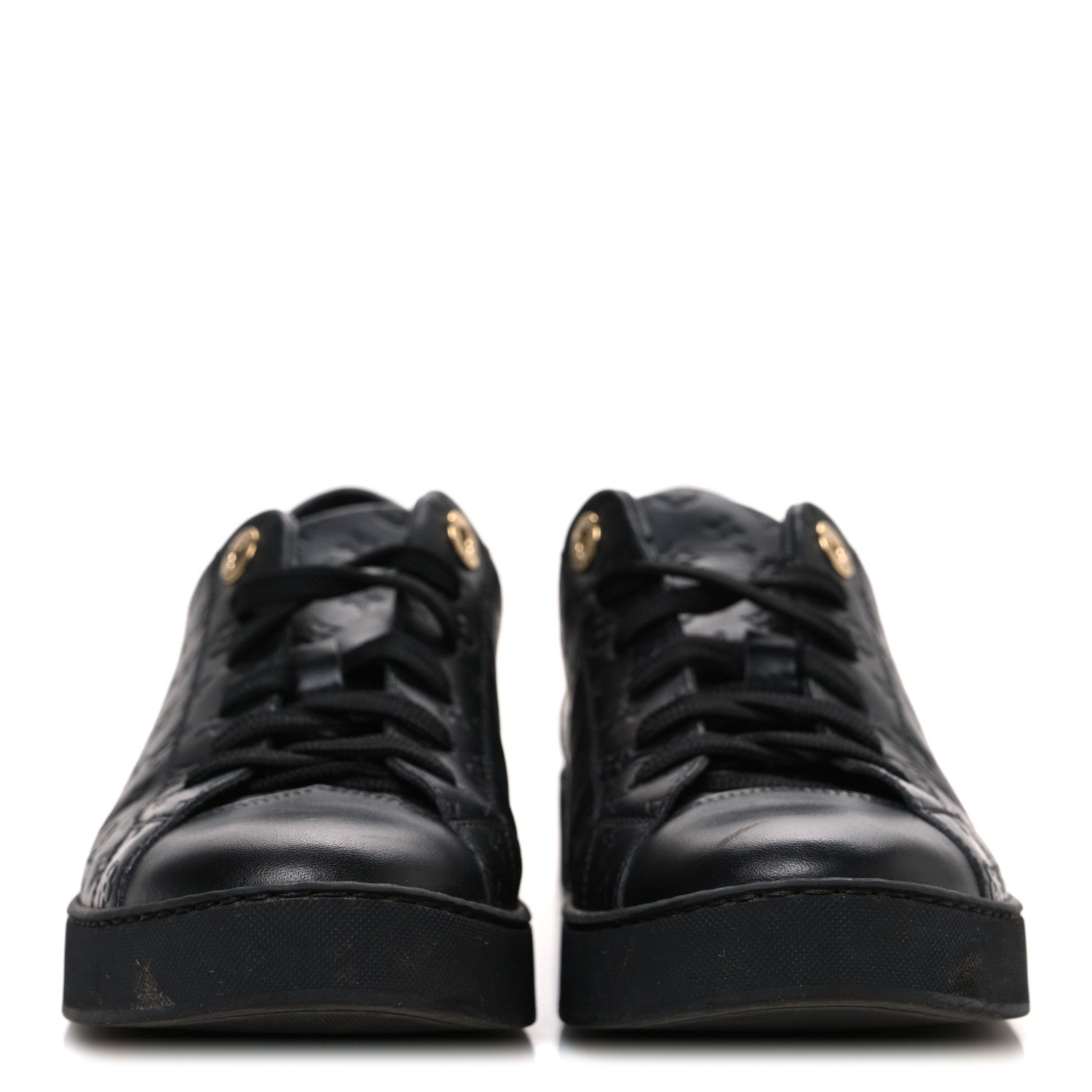 Calfskin Embossed Monogram Mens Luxembourg Sneakers 36 Black