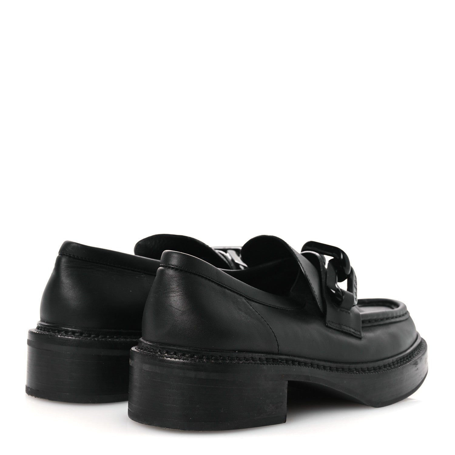 Calfskin Oversized Chain Academy Loafers 39 Black
