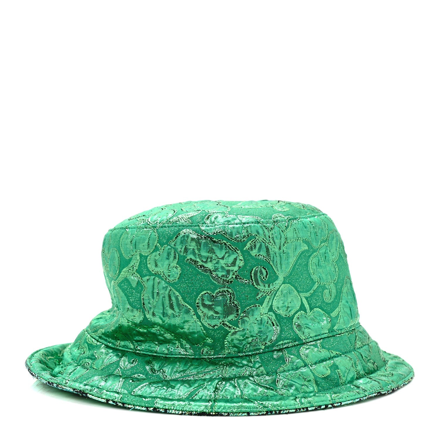 Canvas Lame GG Monogram Reversible Bucket Hat L Green