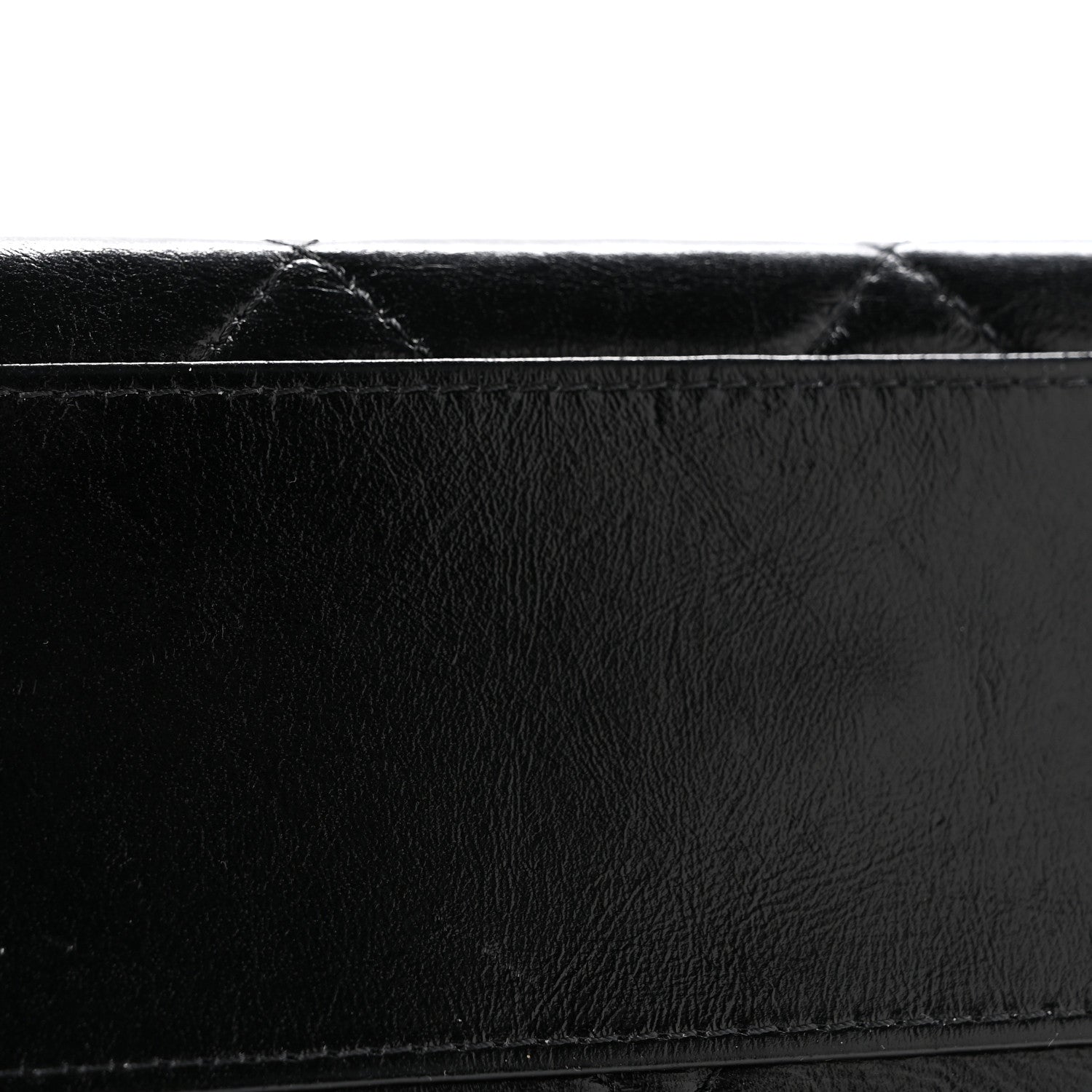 Shiny Calfskin Quilted Top Handle Box Bag Black