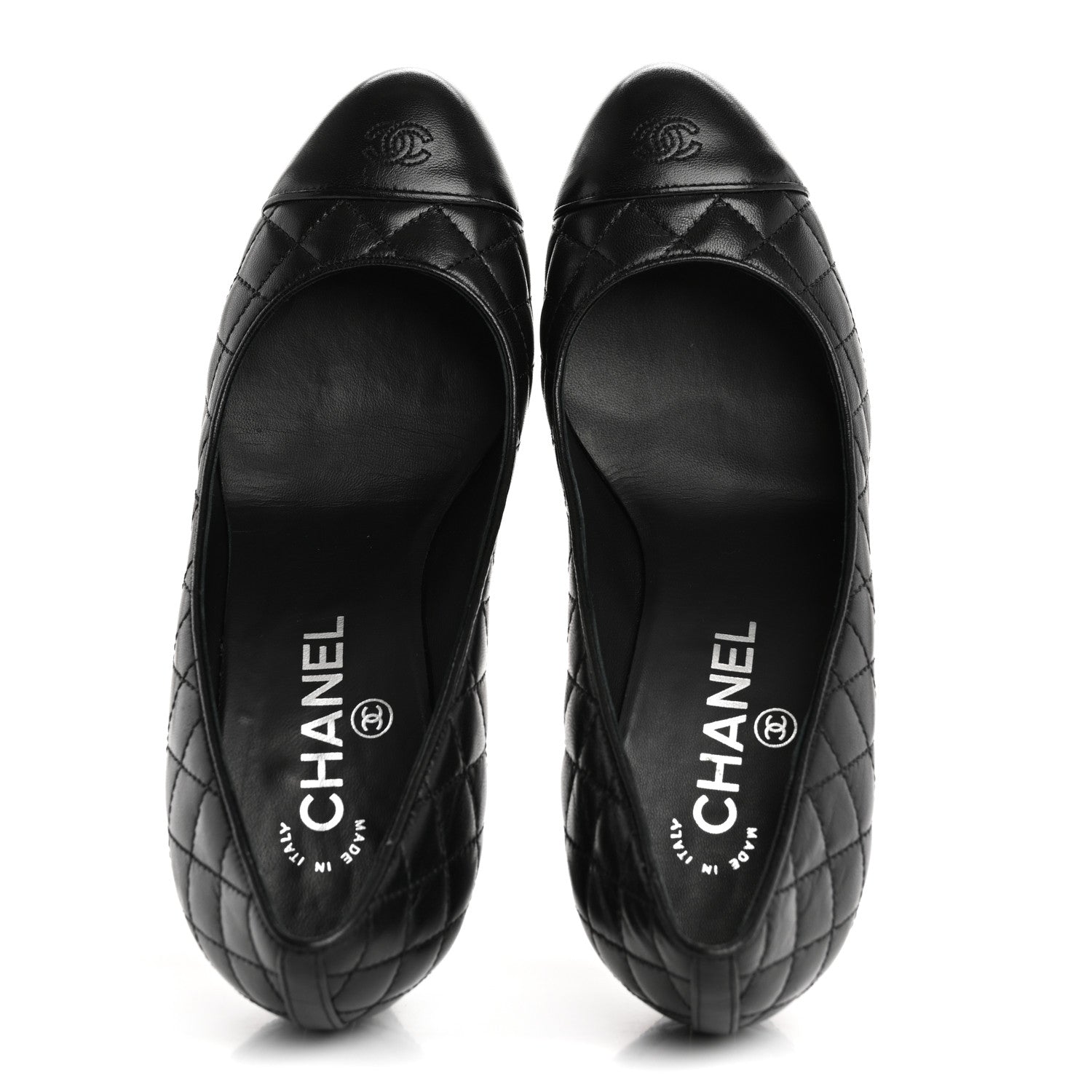 Lambskin Quilted Cap Toe Pumps 37.5 Black