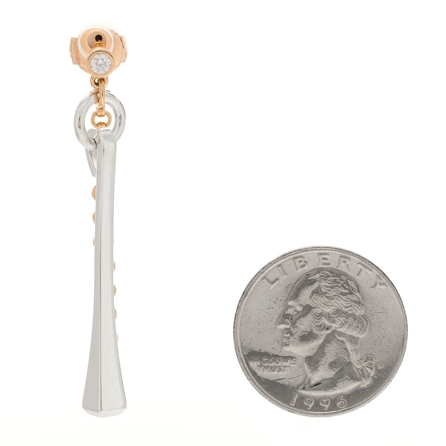 18K Rose Gold Sterling Silver Mix and H Single Dangle Earring