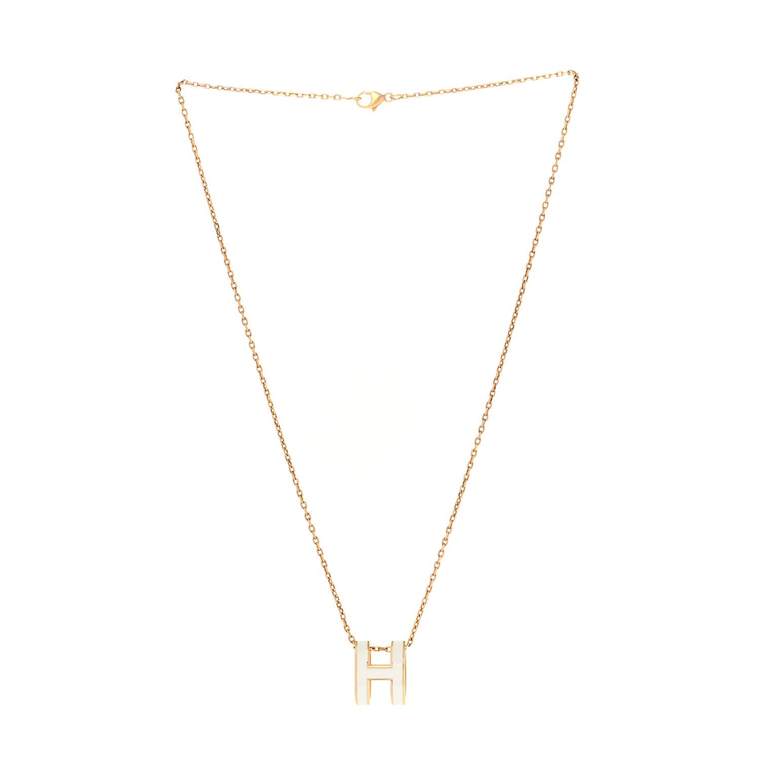 Lacquered Gold Pop H Pendant Necklace White