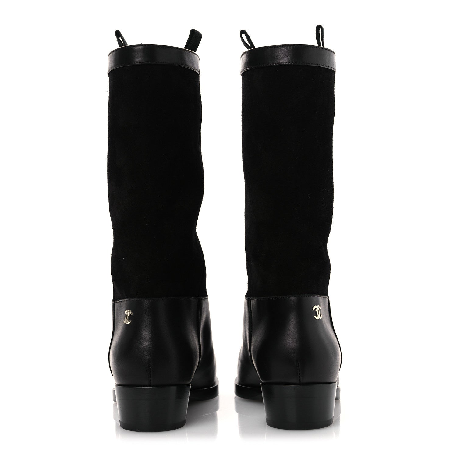 Suede Calfskin CC Short Boots 37 Black