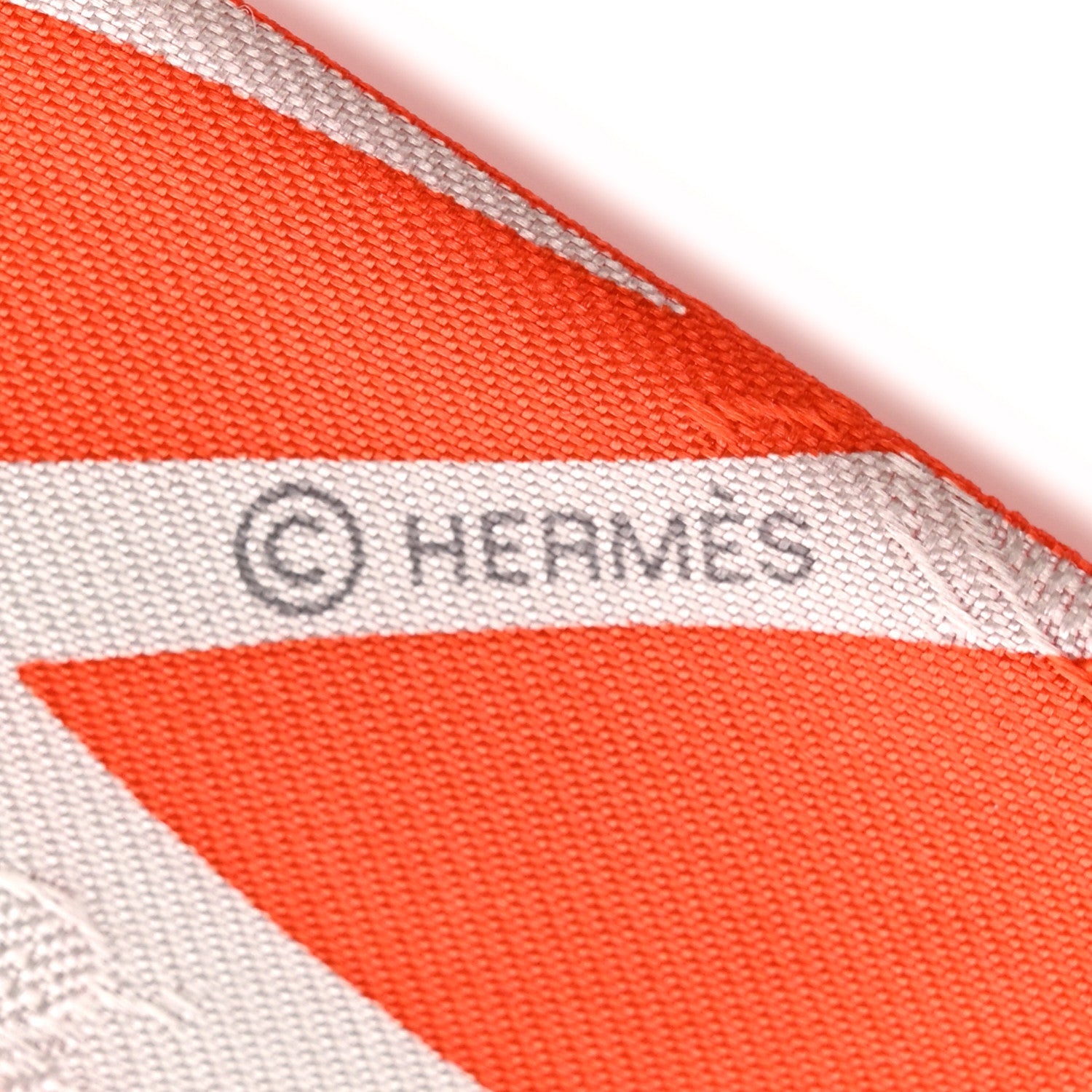 Silk Calfskin Bouquet Final Fringed Twilly Orange Gris Perle Vermillion