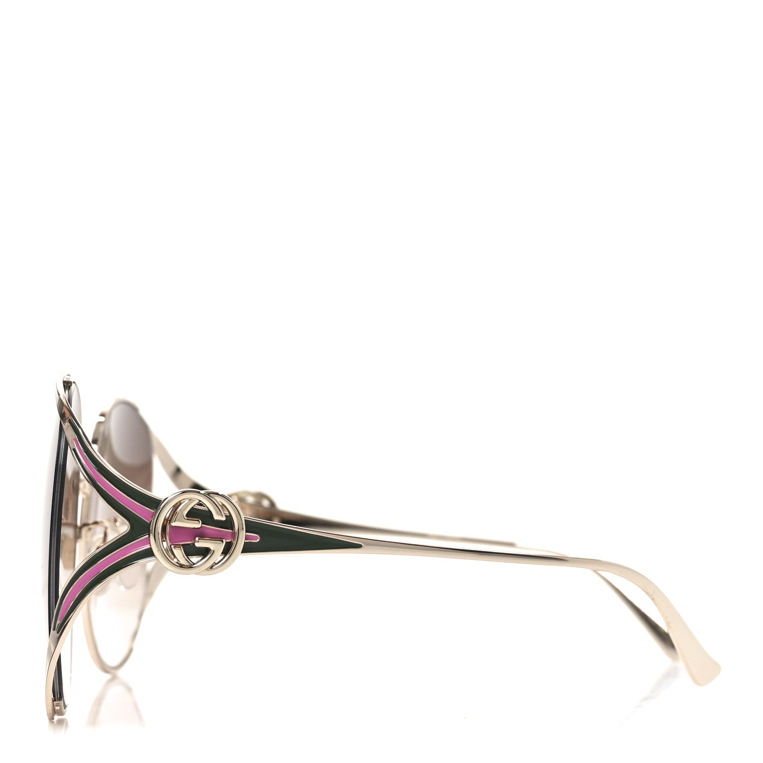 Metal Oversized Round Frame GG0225S Sunglasses Green Pink