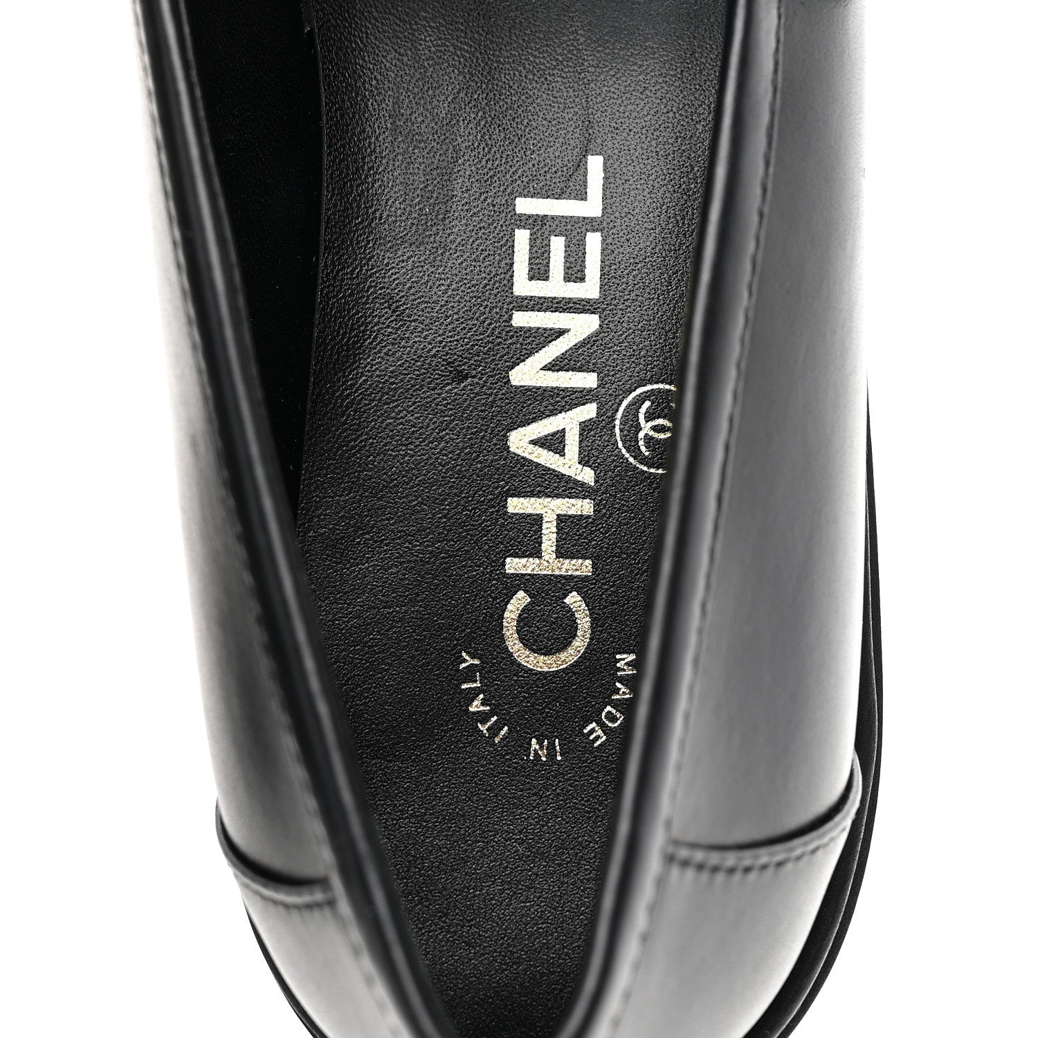 Calfskin CC Turnlock Moccasin Loafers 40 Black