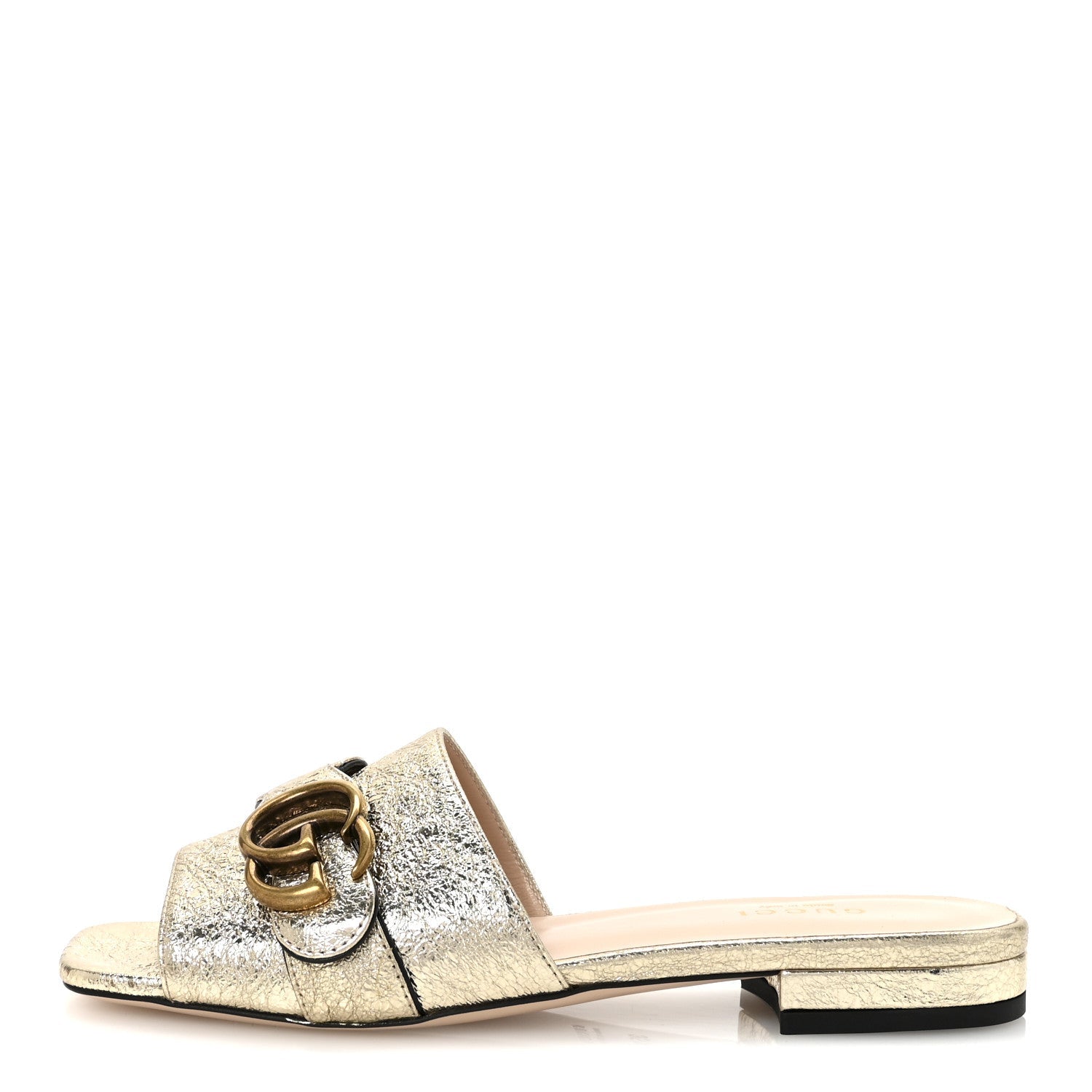 Galassia GG Marmont Flat Slide Sandals 35.5 Platino