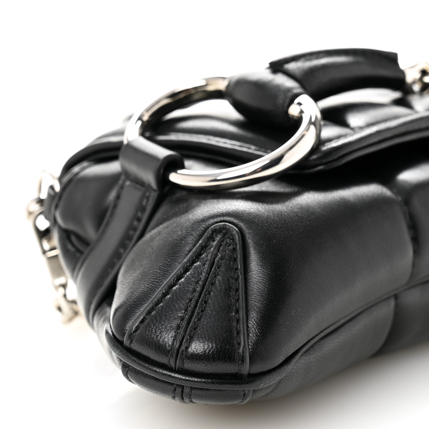 Nappa Vertical Matelasse Small Maxi Horsebit Chain Shoulder Bag Black