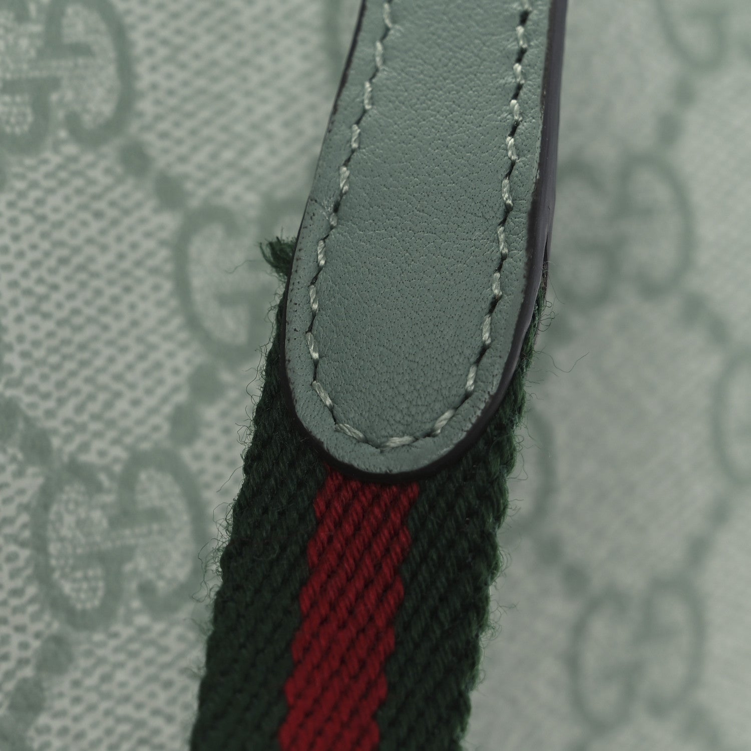 GG Supreme Monogram Textured Calfskin Small Emblem Shoulder Bag Sage Green