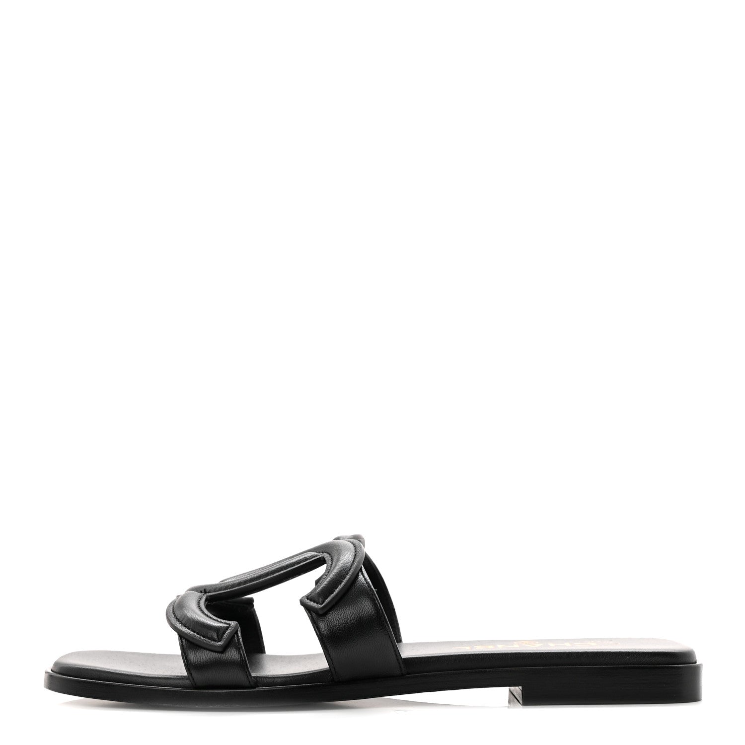 Lambskin CC Cut Out Mules Sandals 38 Black