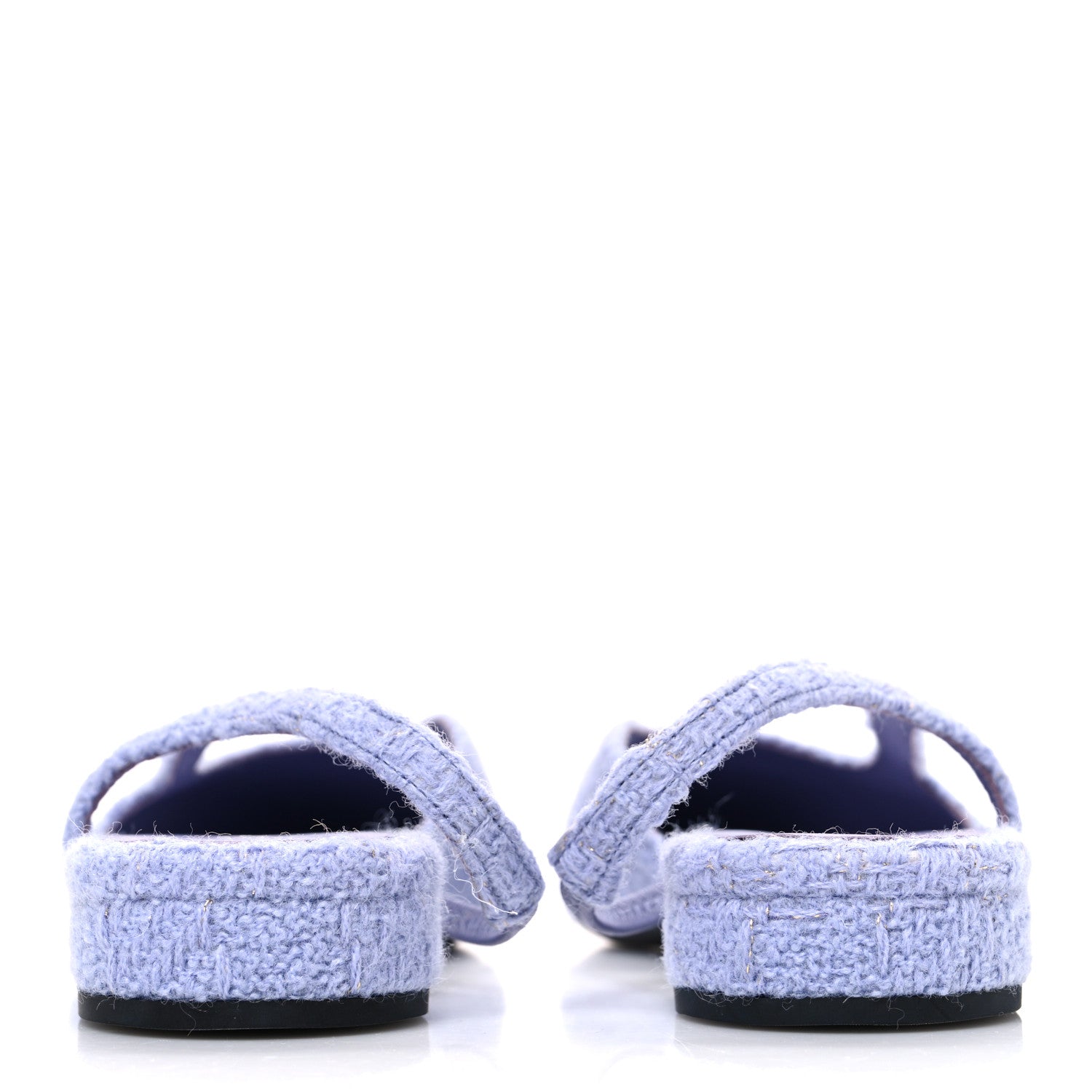 Iridescent Wool Tweed Patent Cap Toe CC Slingback Flats 39.5 Light Purple Silver Black