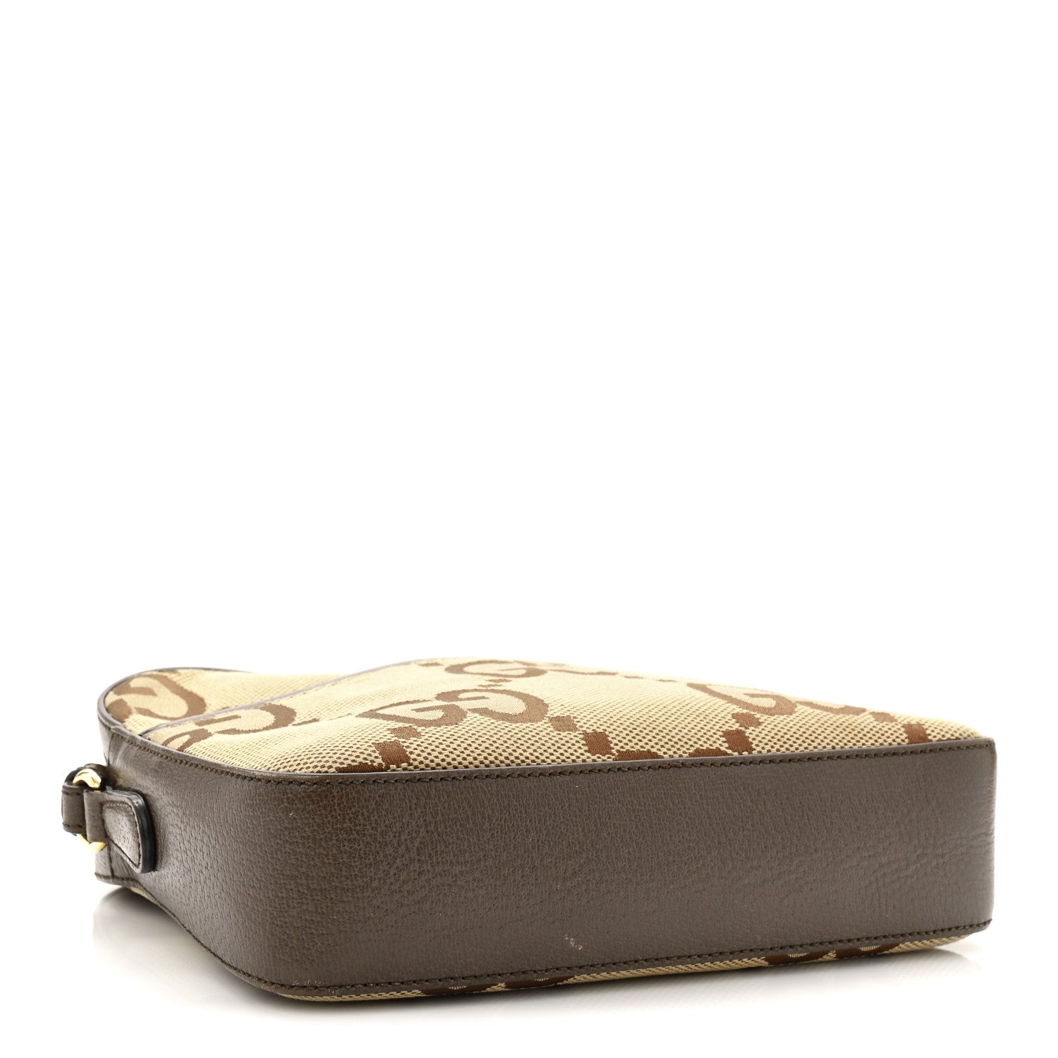 Monogram Jumbo GG Textured Dollar Calfskin Web Messenger Shoulder Bag Camel Ebony New Acero