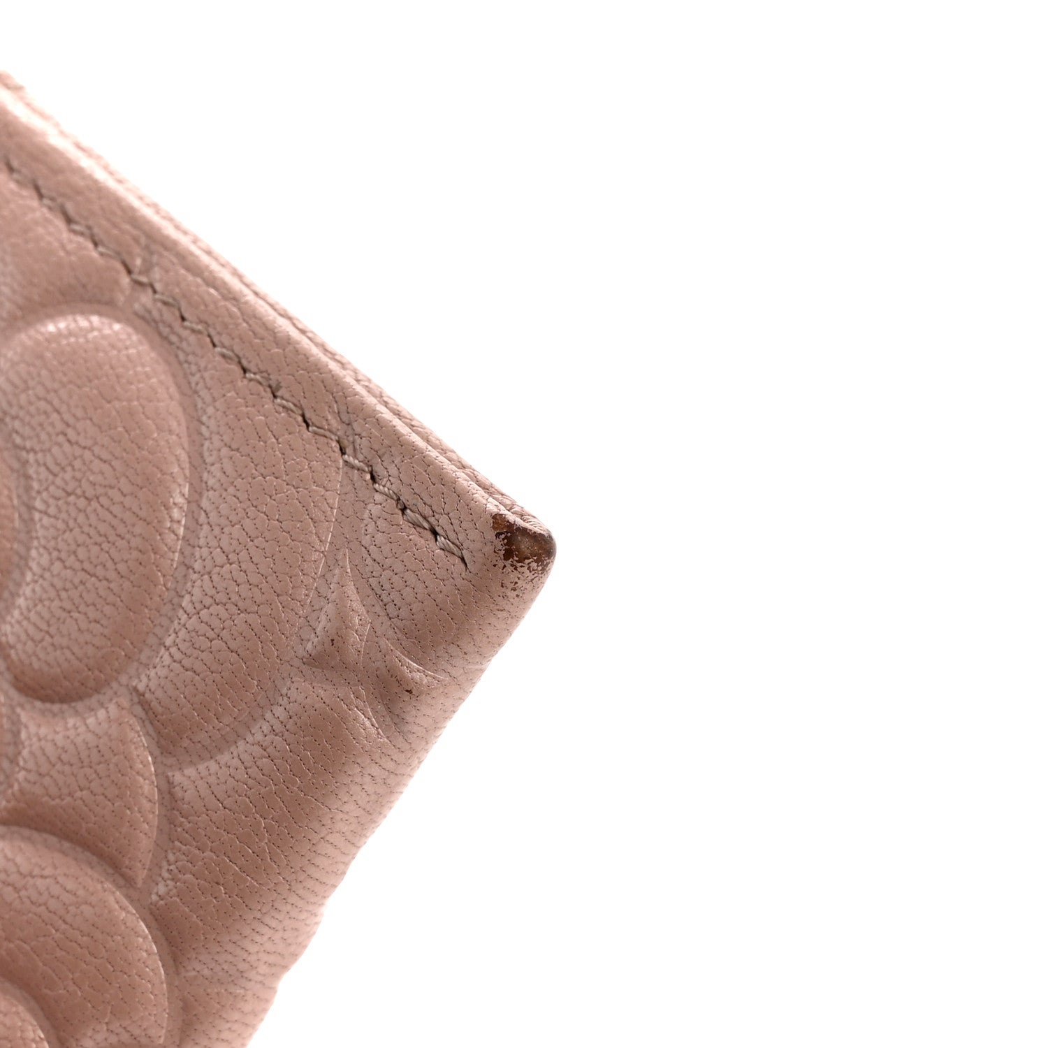 Goatskin Camellia Embossed Card Holder Light Pink