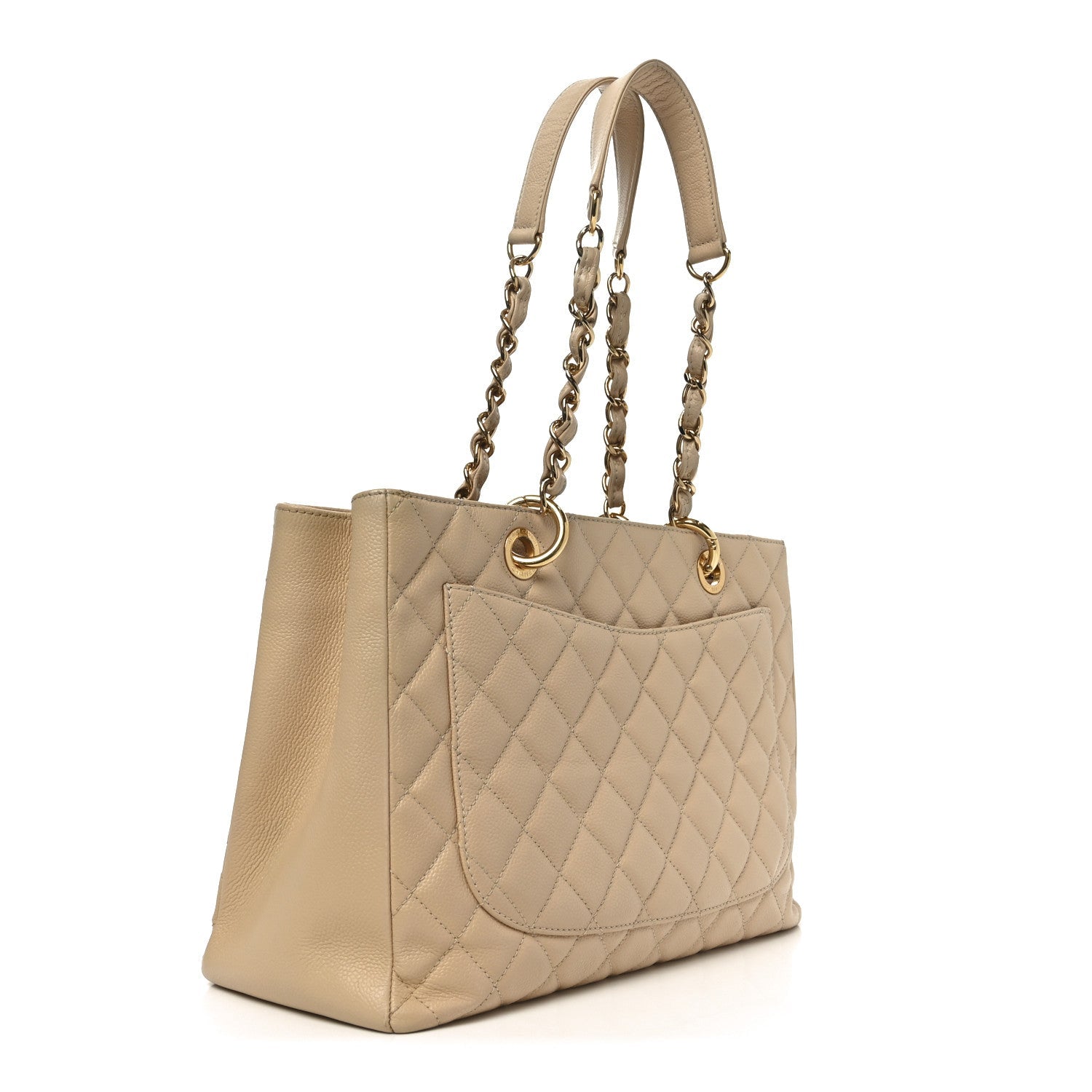 Caviar Quilted Grand Shopping Tote GST Beige