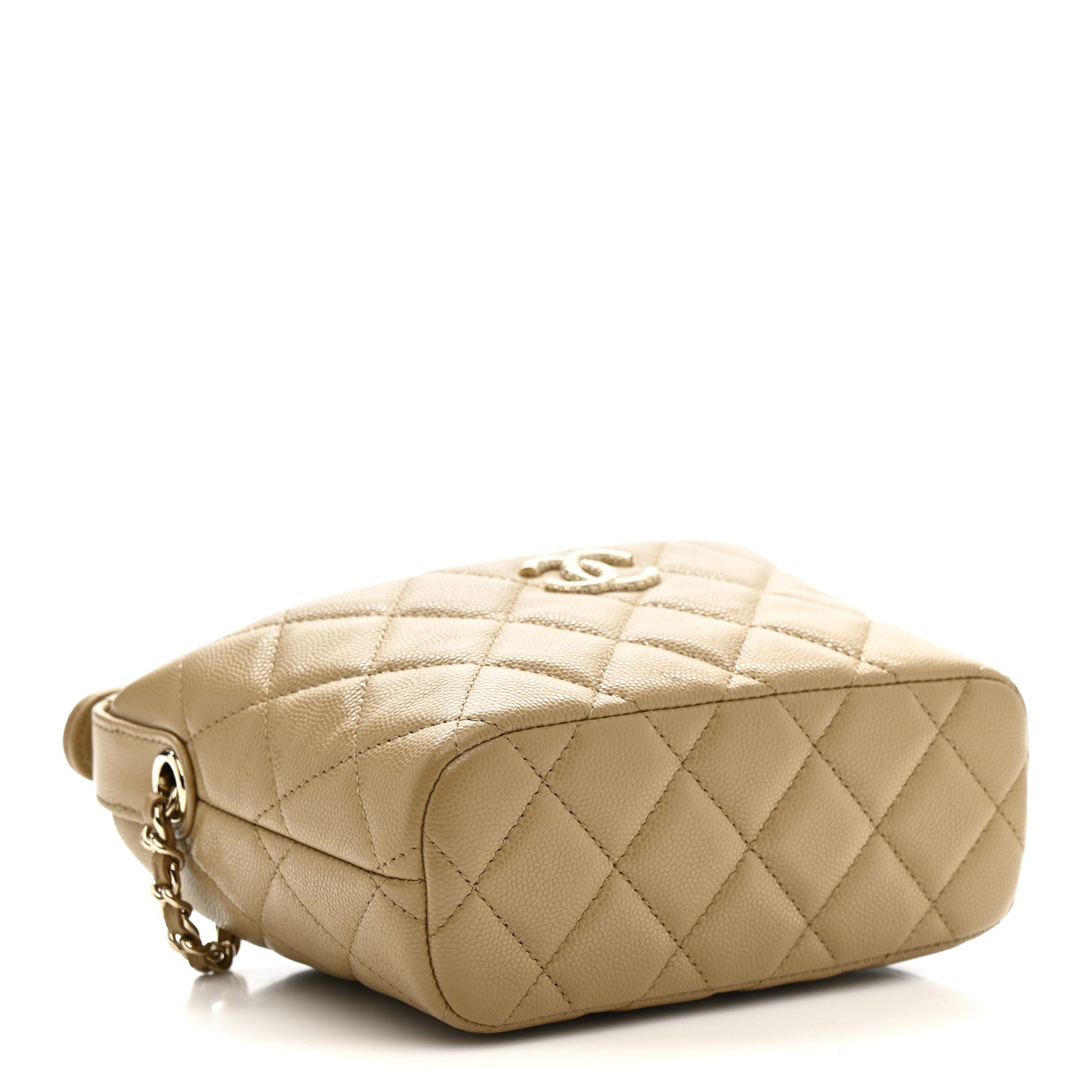 Caviar Quilted Hobo Dark Beige