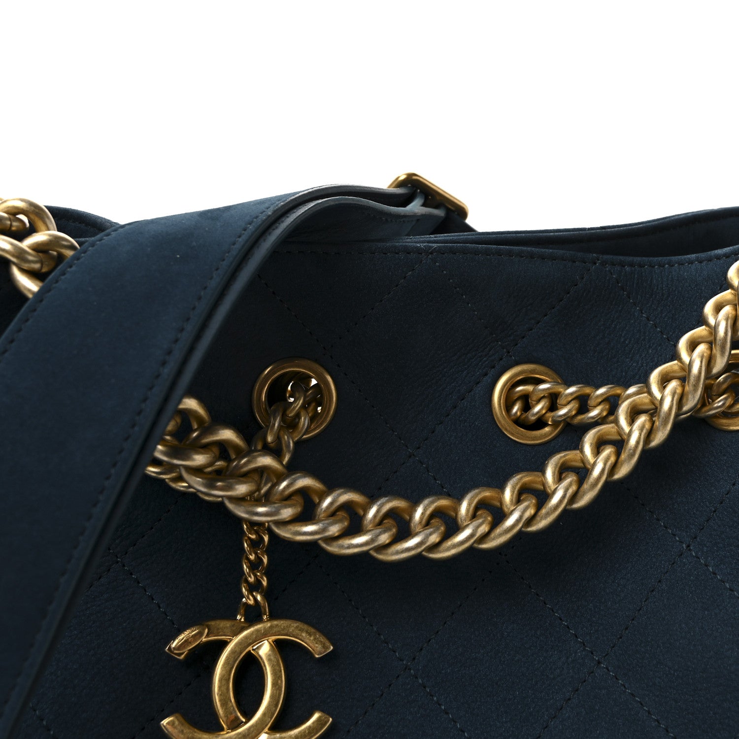 Suede Calfskin Small On My Shoulder Drawstring Bag Blue