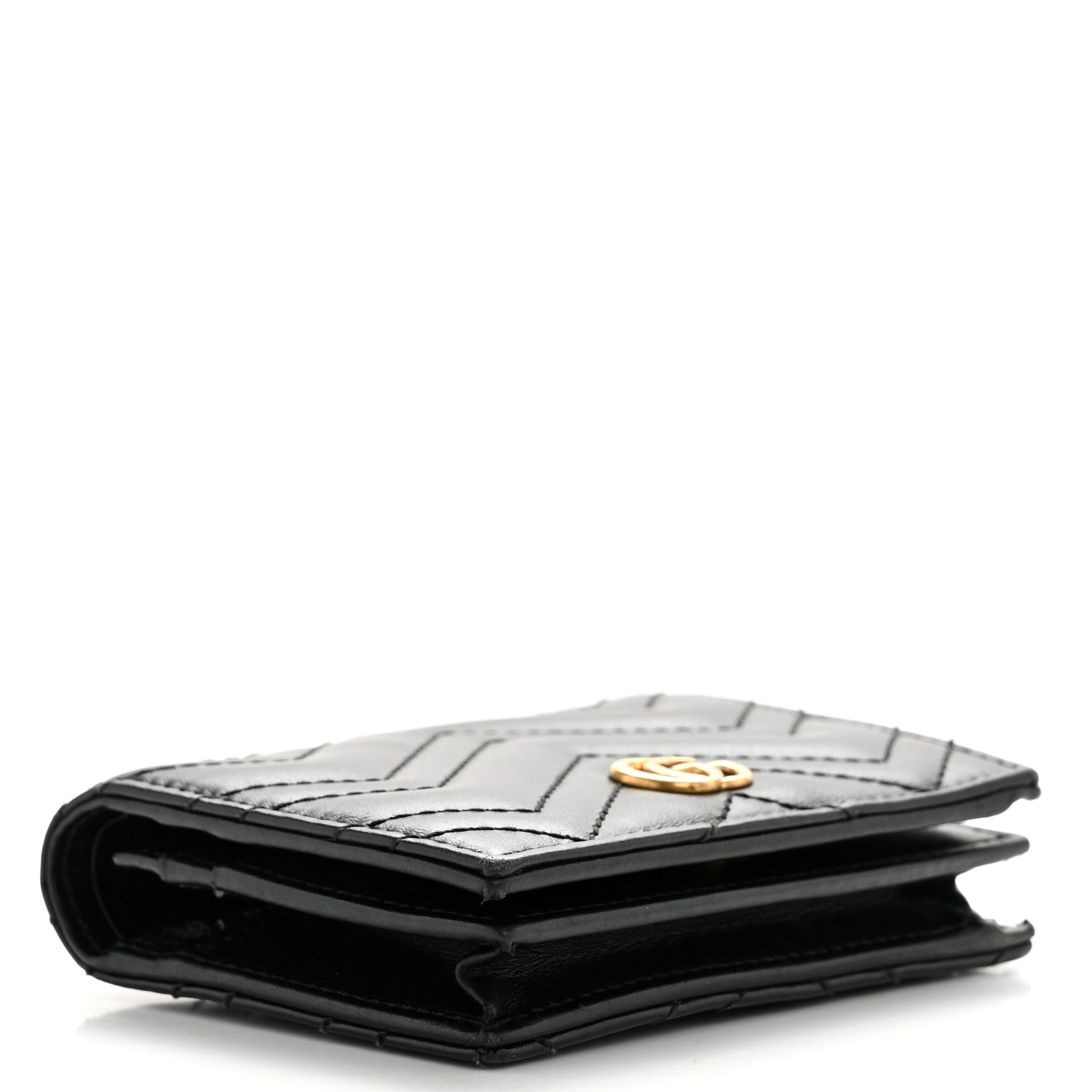 Calfskin Matelasse GG Marmont Card Case Wallet Black