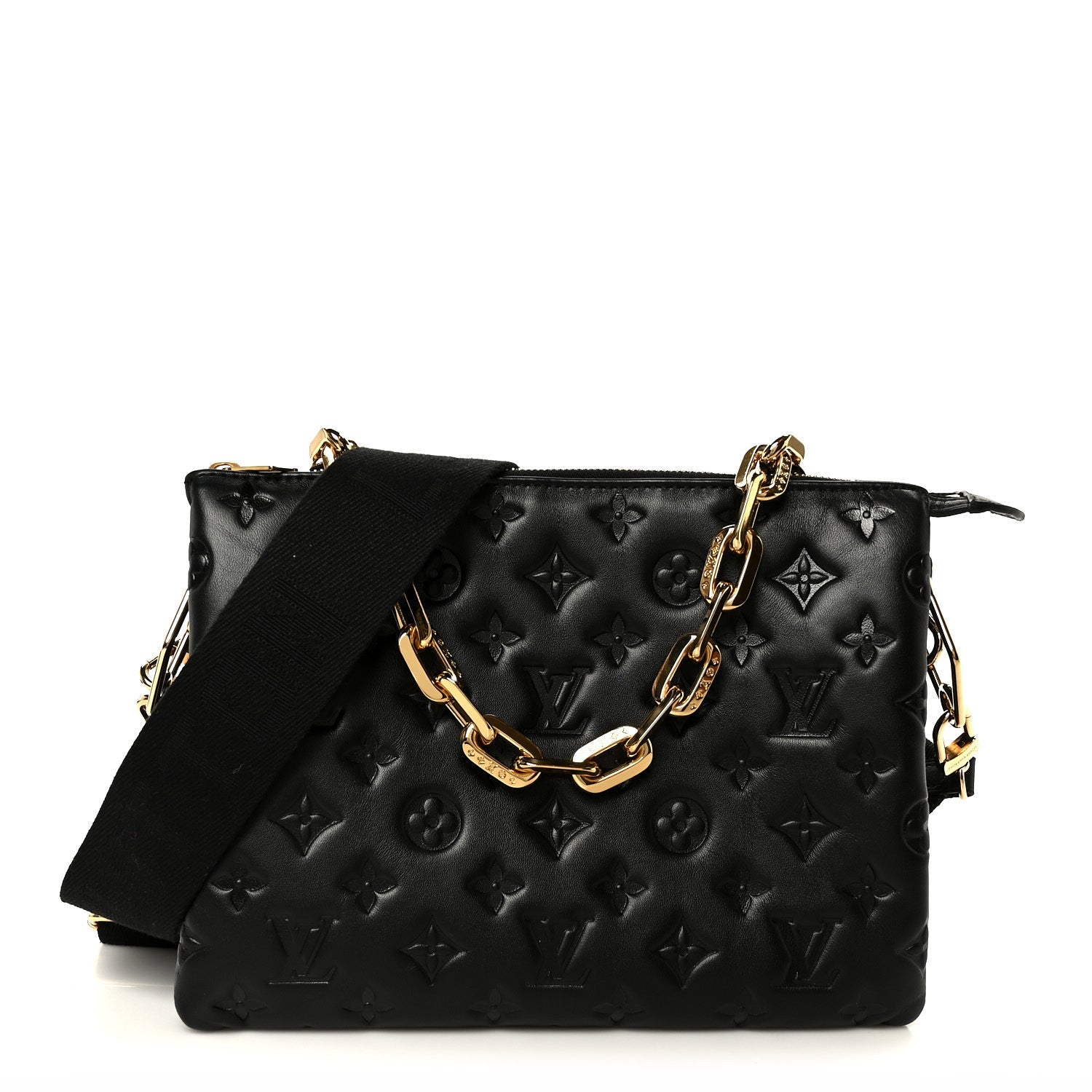 Lambskin Embossed Monogram Coussin PM Black