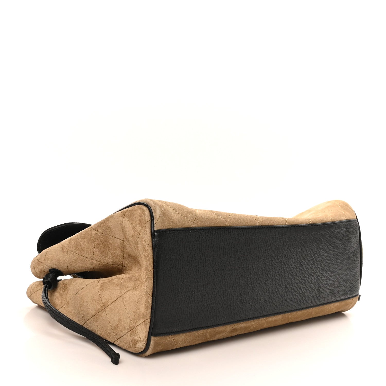 Grained Calfskin Suede Urban Essentials Shopping Bag Beige Black