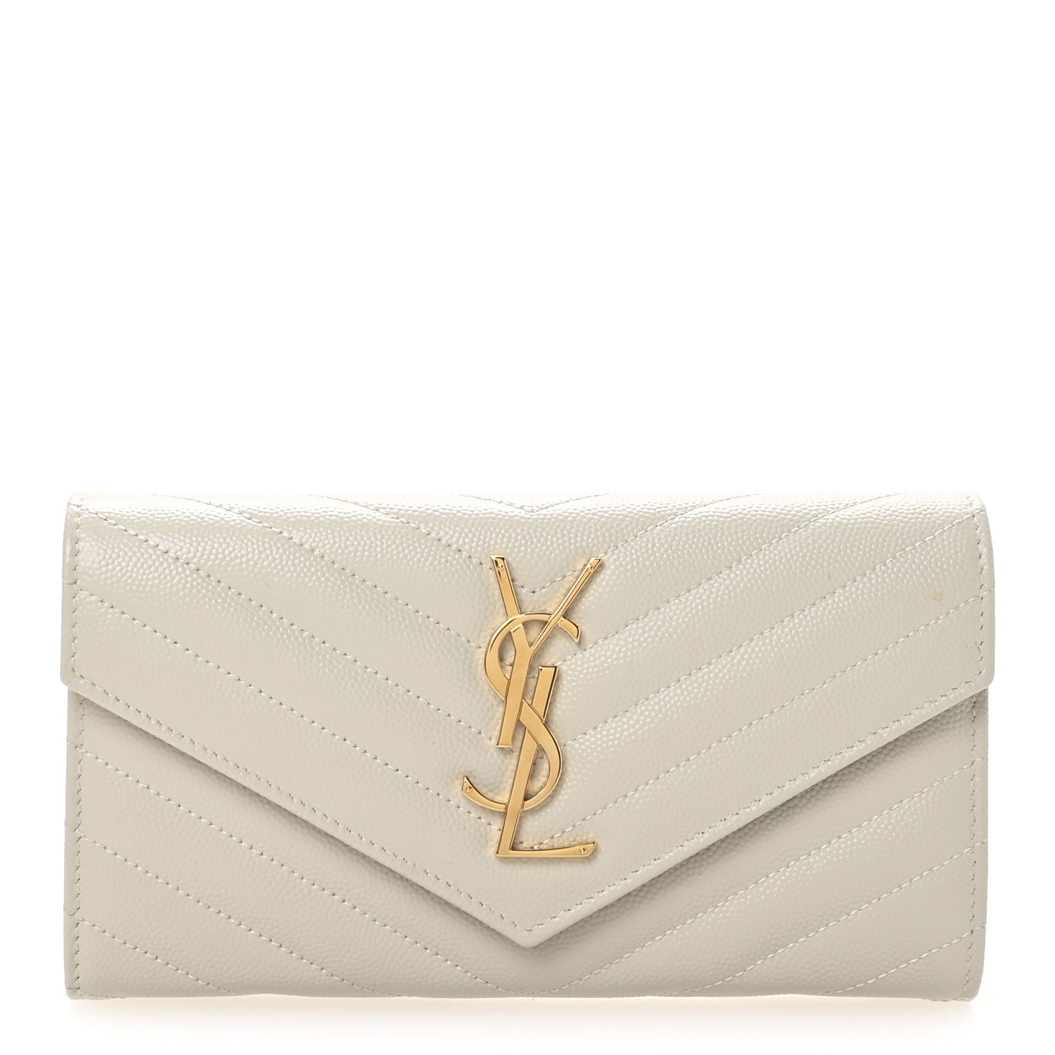 Grain De Poudre Matelasse Chevron Monogram Flap Wallet Crema Soft