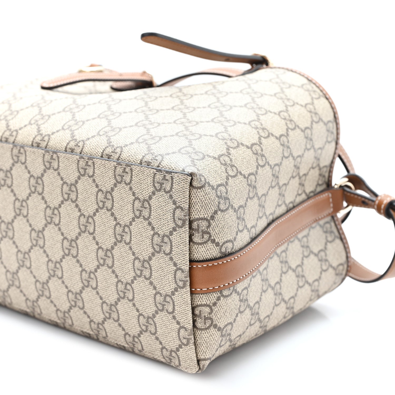 GG Supreme Monogram Emblem Medium Tote Bag Beige Dark Brown