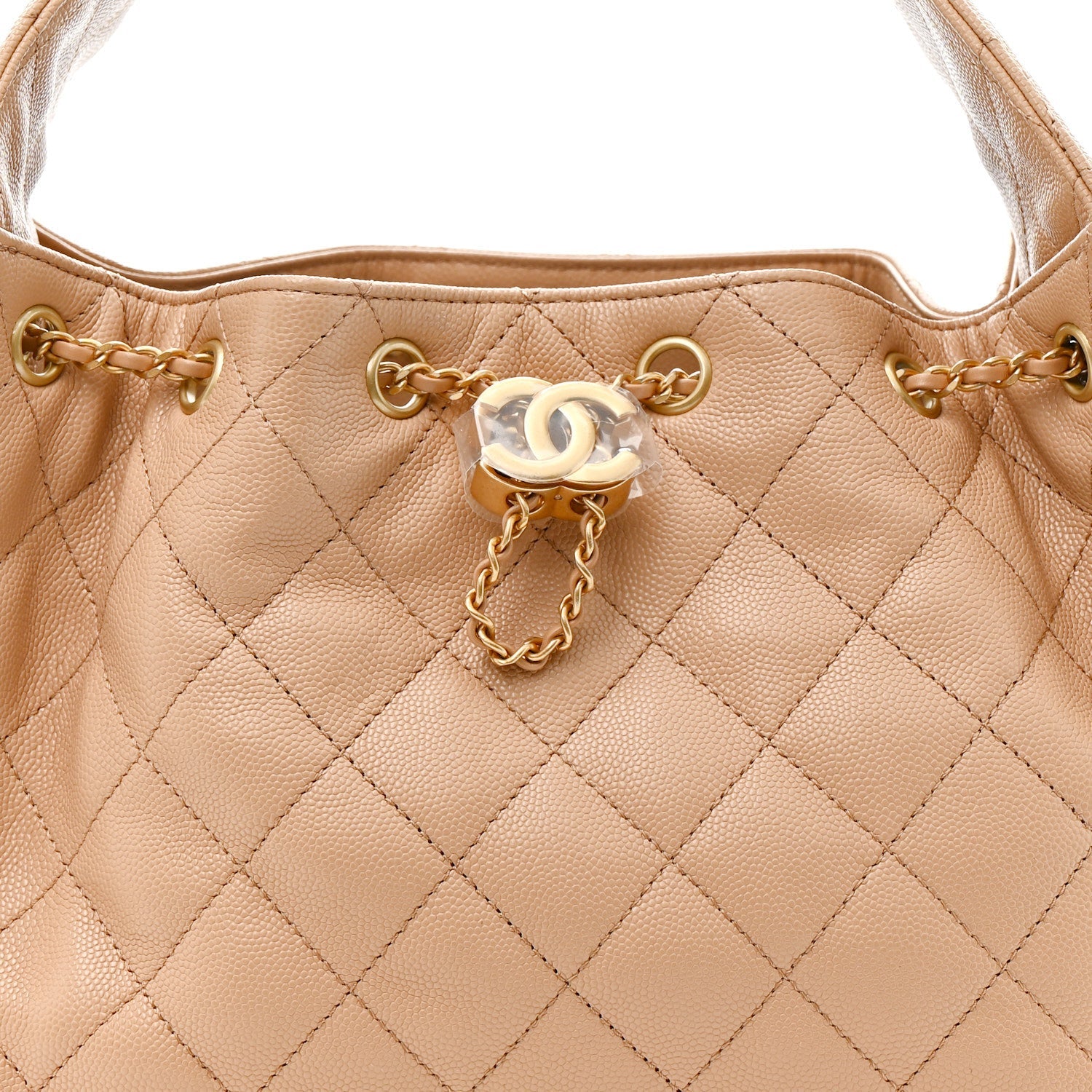 Caviar Quilted Small Chanel 25 Handbag Dark Beige