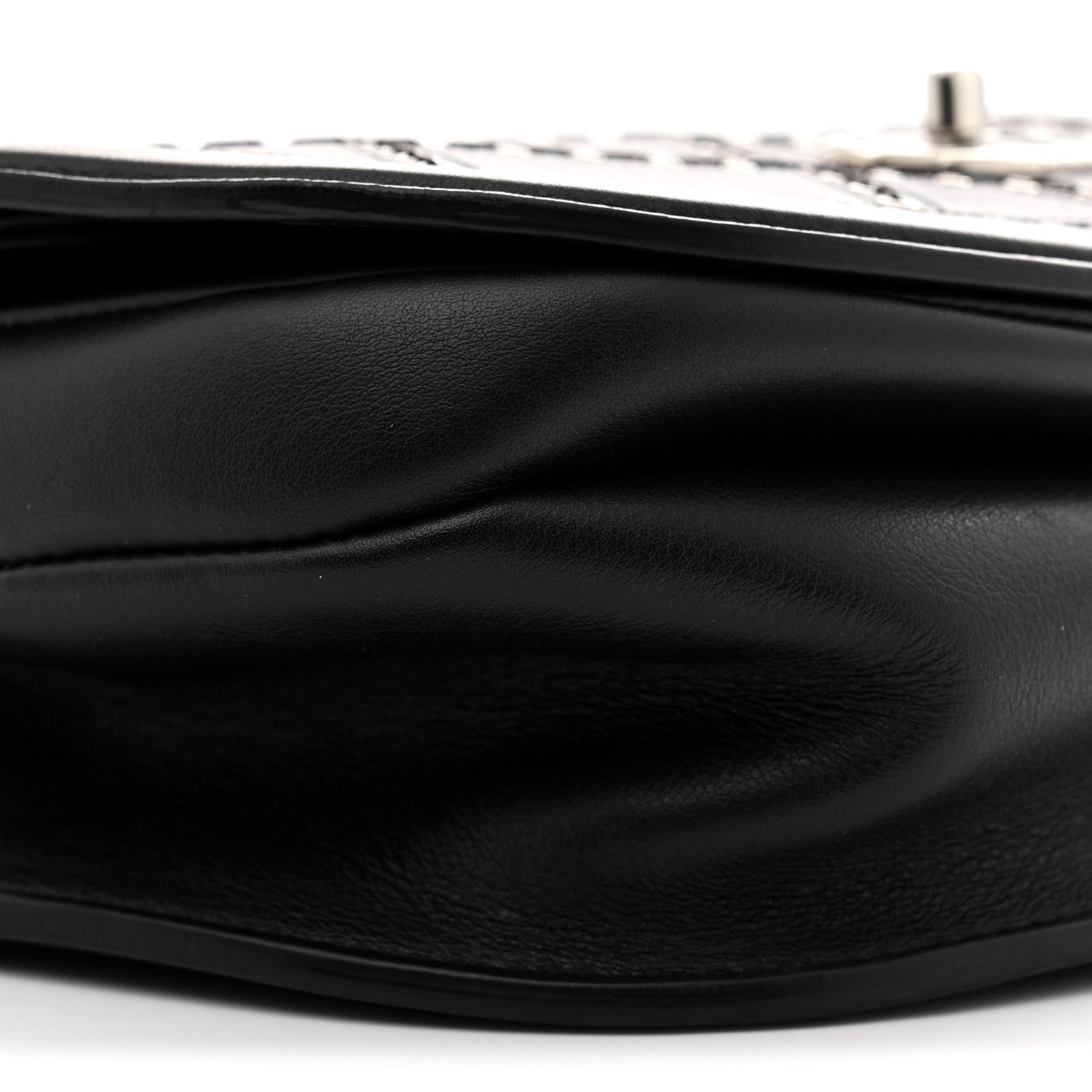 Calfskin Coco Eyelets Small Flap Bag Black
