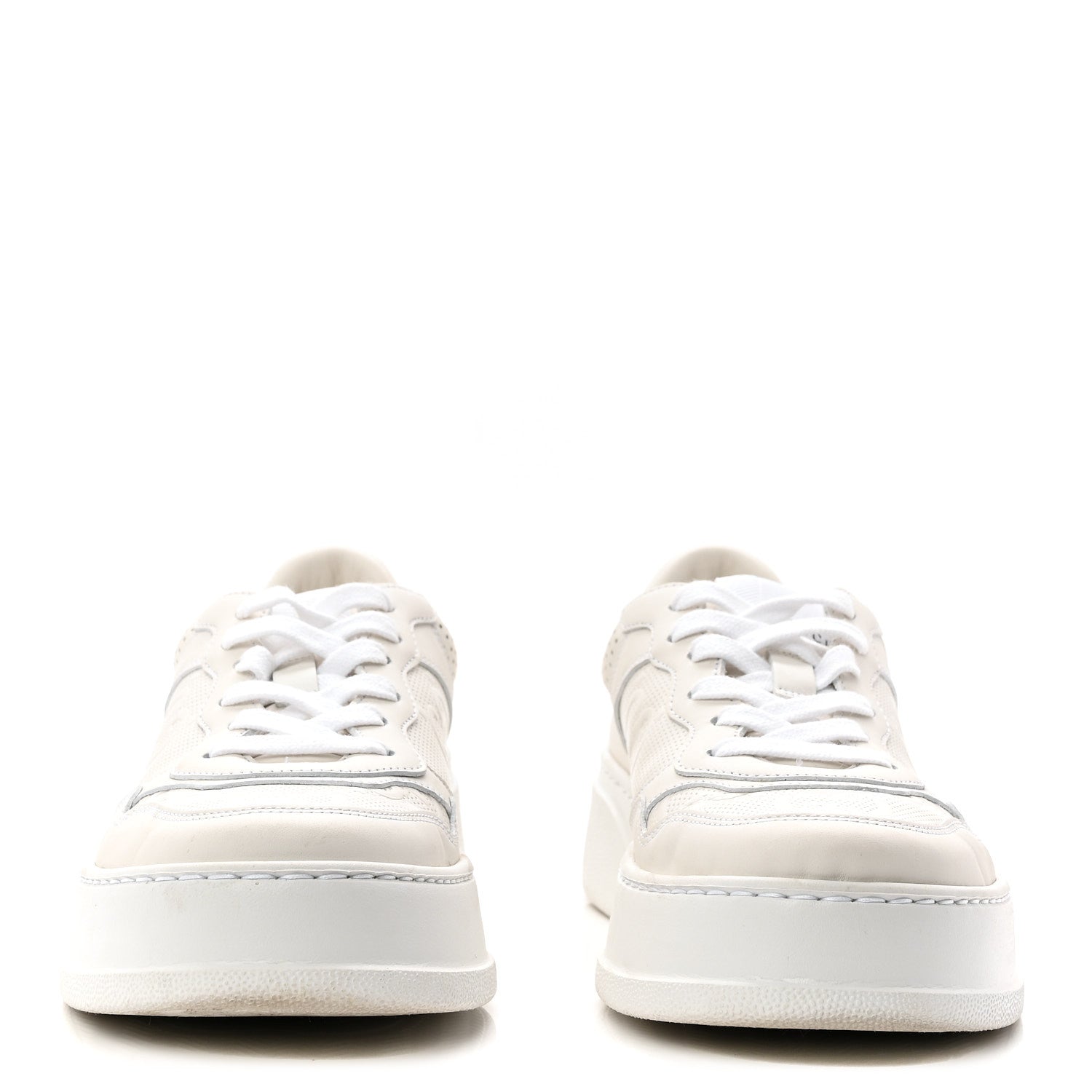 Calfskin GG Tennis Embossed Perforated Womens Platform 55mm Sneakers 39 Great White