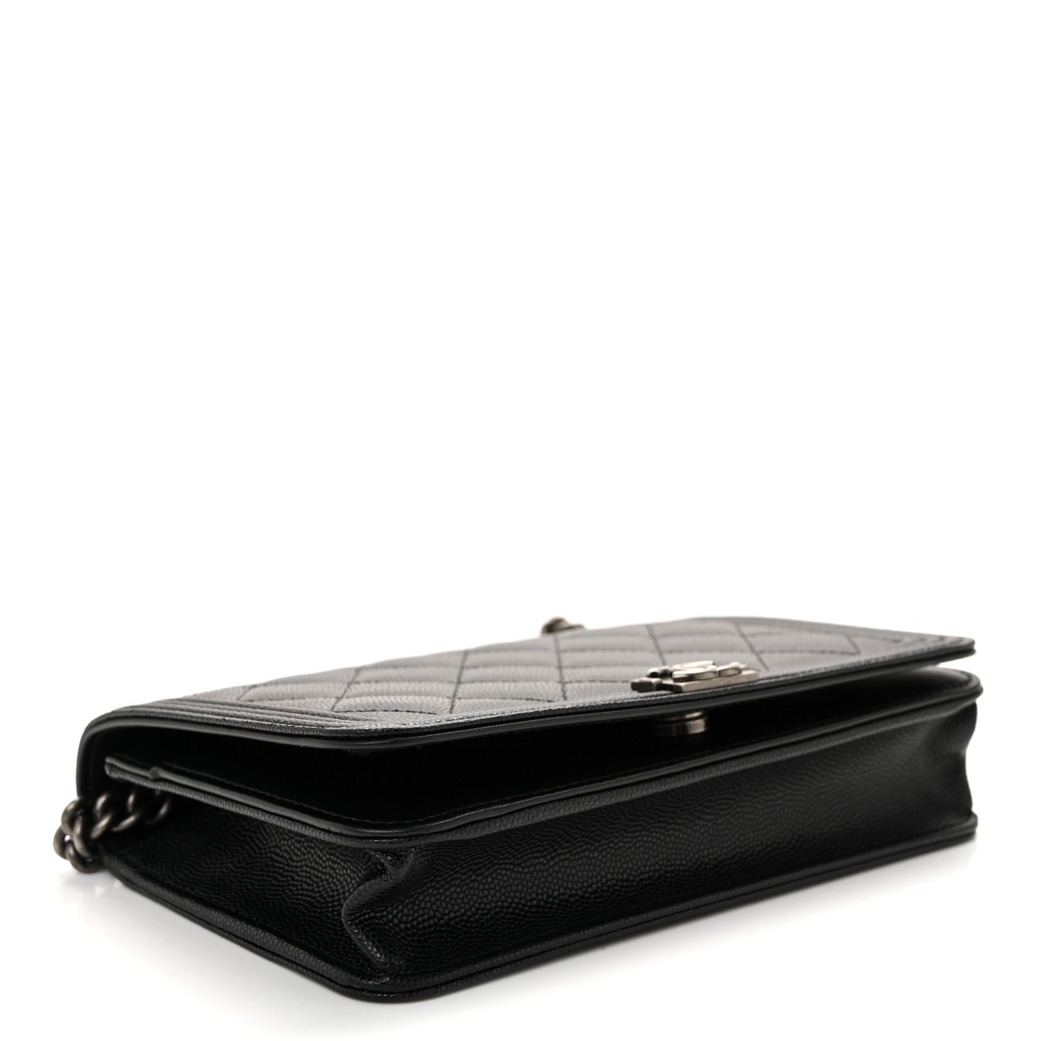 Caviar Quilted Boy Wallet On Chain WOC Black