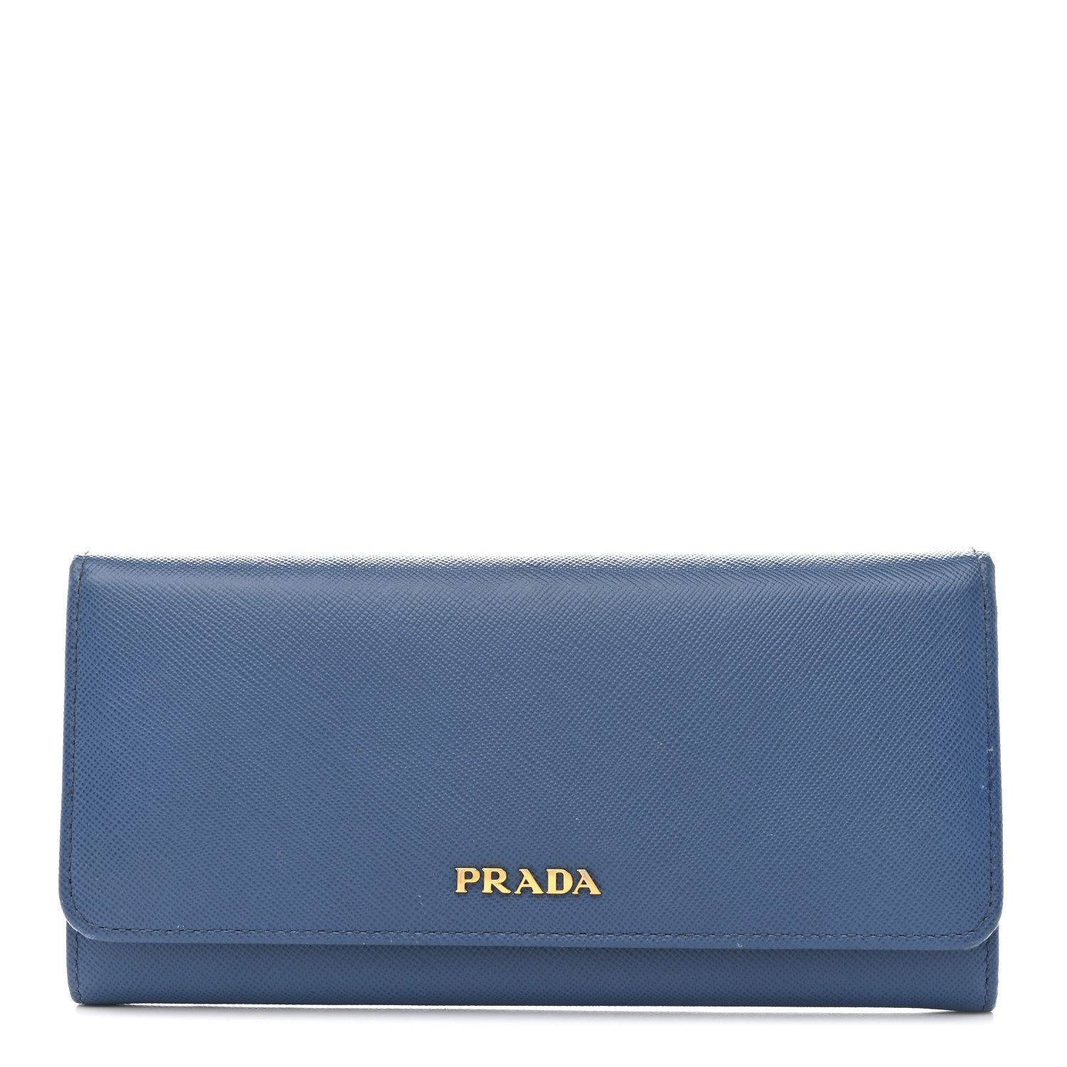 Saffiano Bi-Color Metal Continental Flap Wallet Cobalto Black