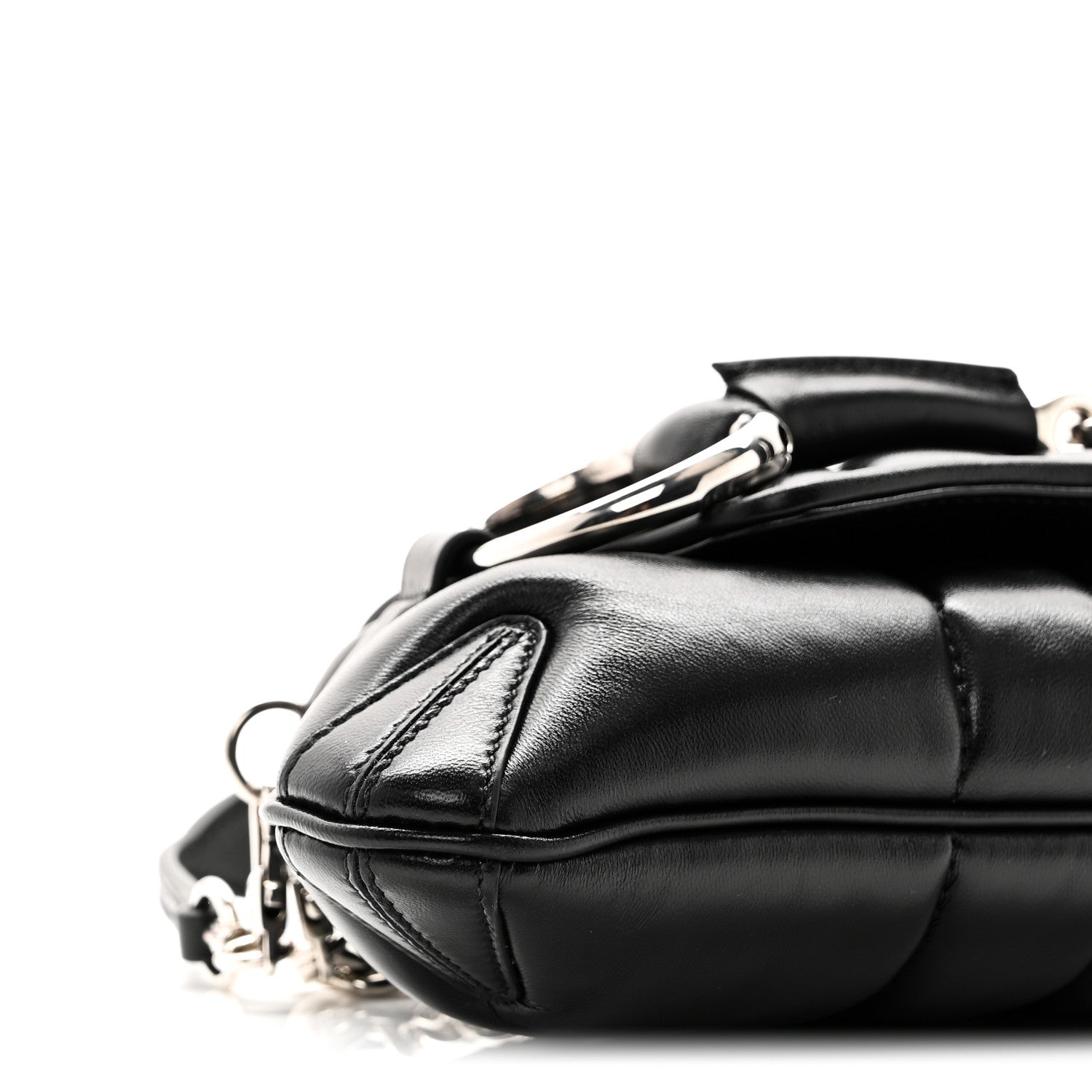 Nappa Vertical Matelasse Small Maxi Horsebit Chain Shoulder Bag Black