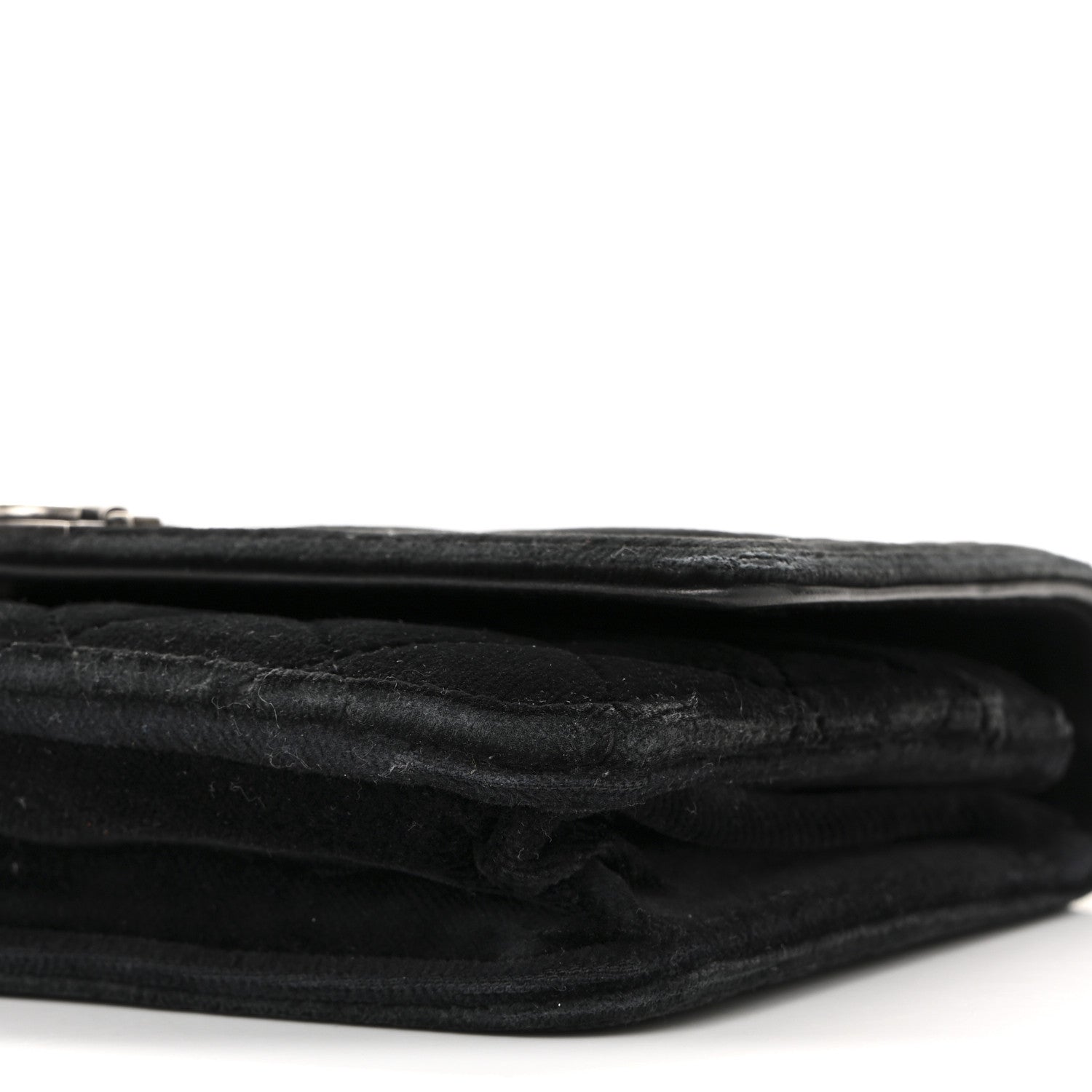 Velvet Quilted Boy Wallet On Chain WOC Black