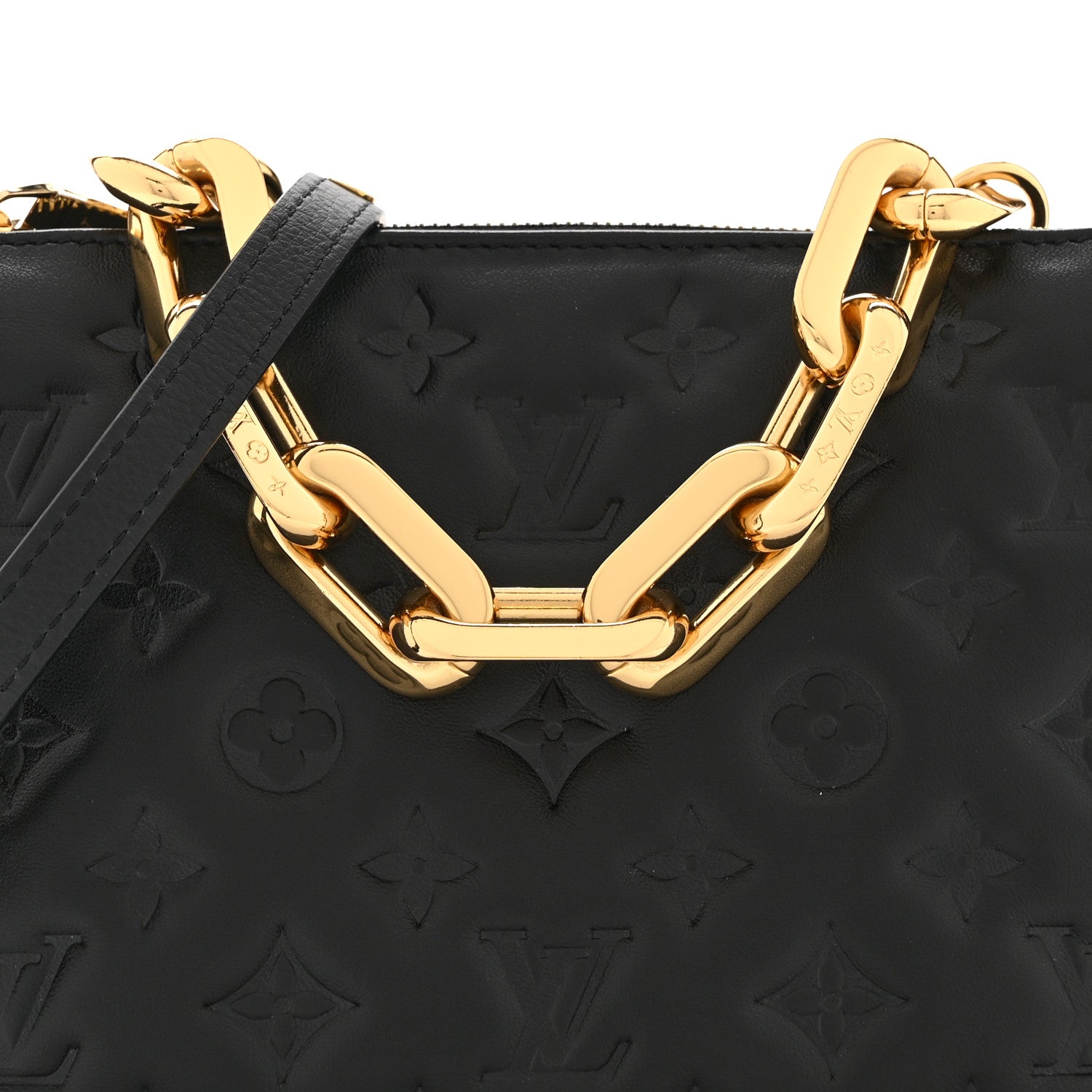 Lambskin Embossed Monogram Coussin BB Black