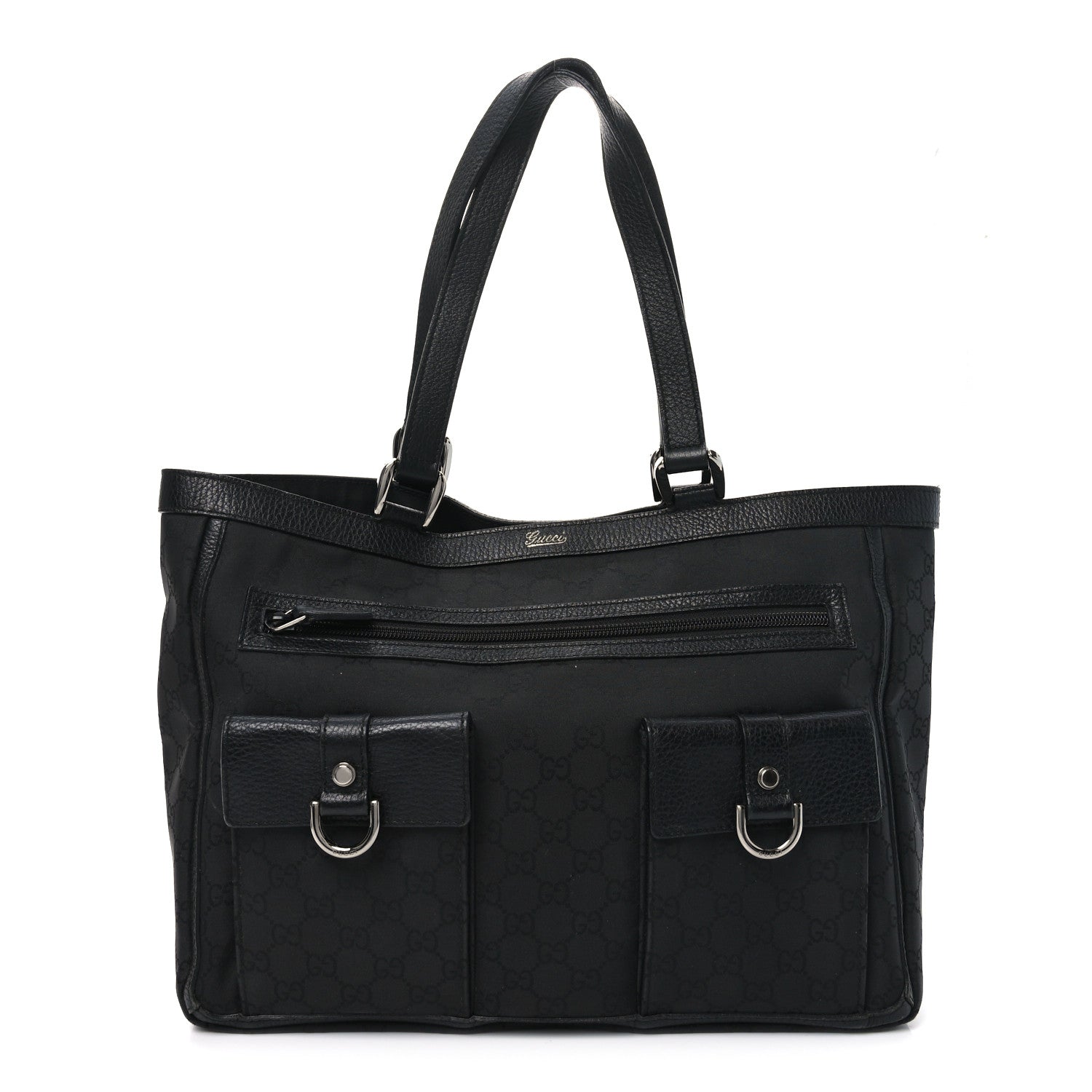 Nylon Monogram Abbey D Ring Tote Black
