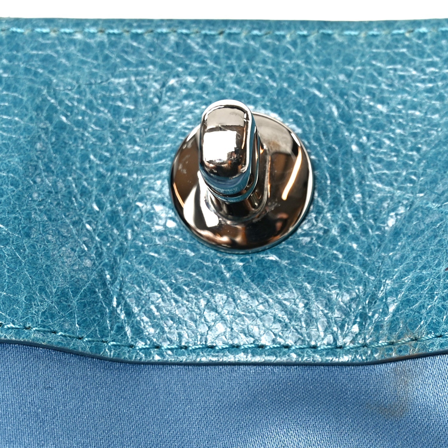 Glazed Calfskin Large On The Road Large Frame Tote Blue