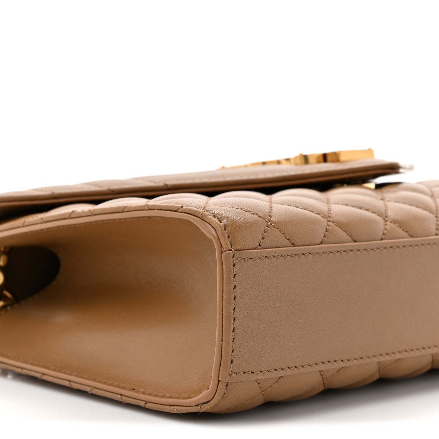 Lambskin Mixed Matelasse Triquilt Medium Monogram Satchel Dark Cork