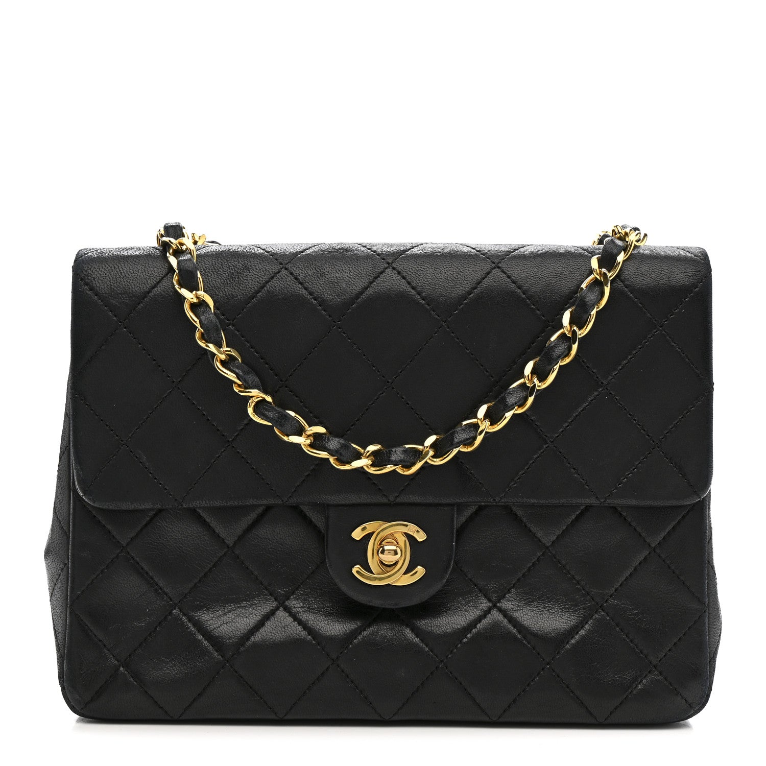 Lambskin Quilted Small Single Flap Black