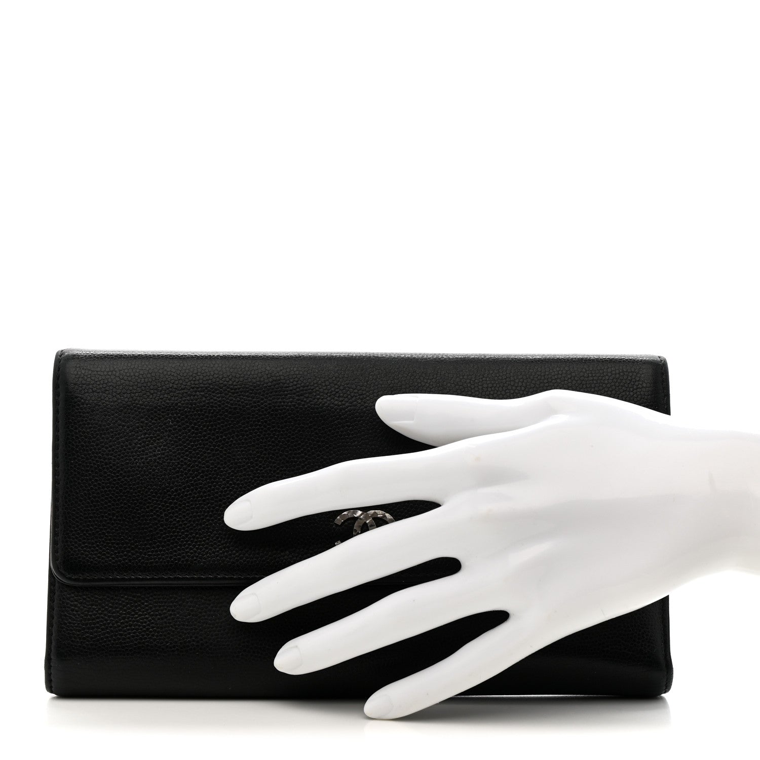 Caviar Sevruga Long Flap Wallet Black